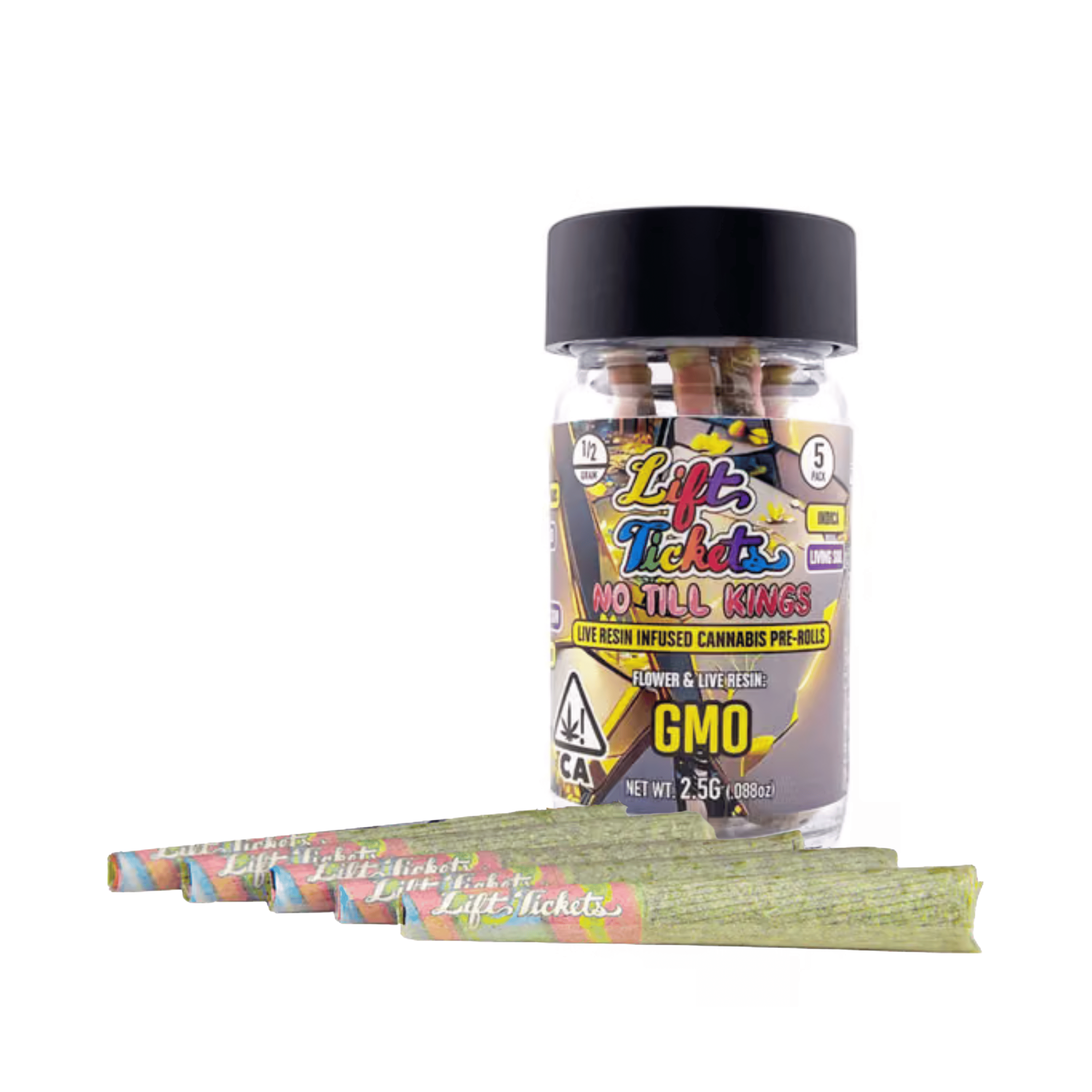 GMO | No Till Kings | Live Resin Infused Pre Roll 5 Pack - 2.5g - Lift Tickets - - $38 - Infused Pre-Rolls