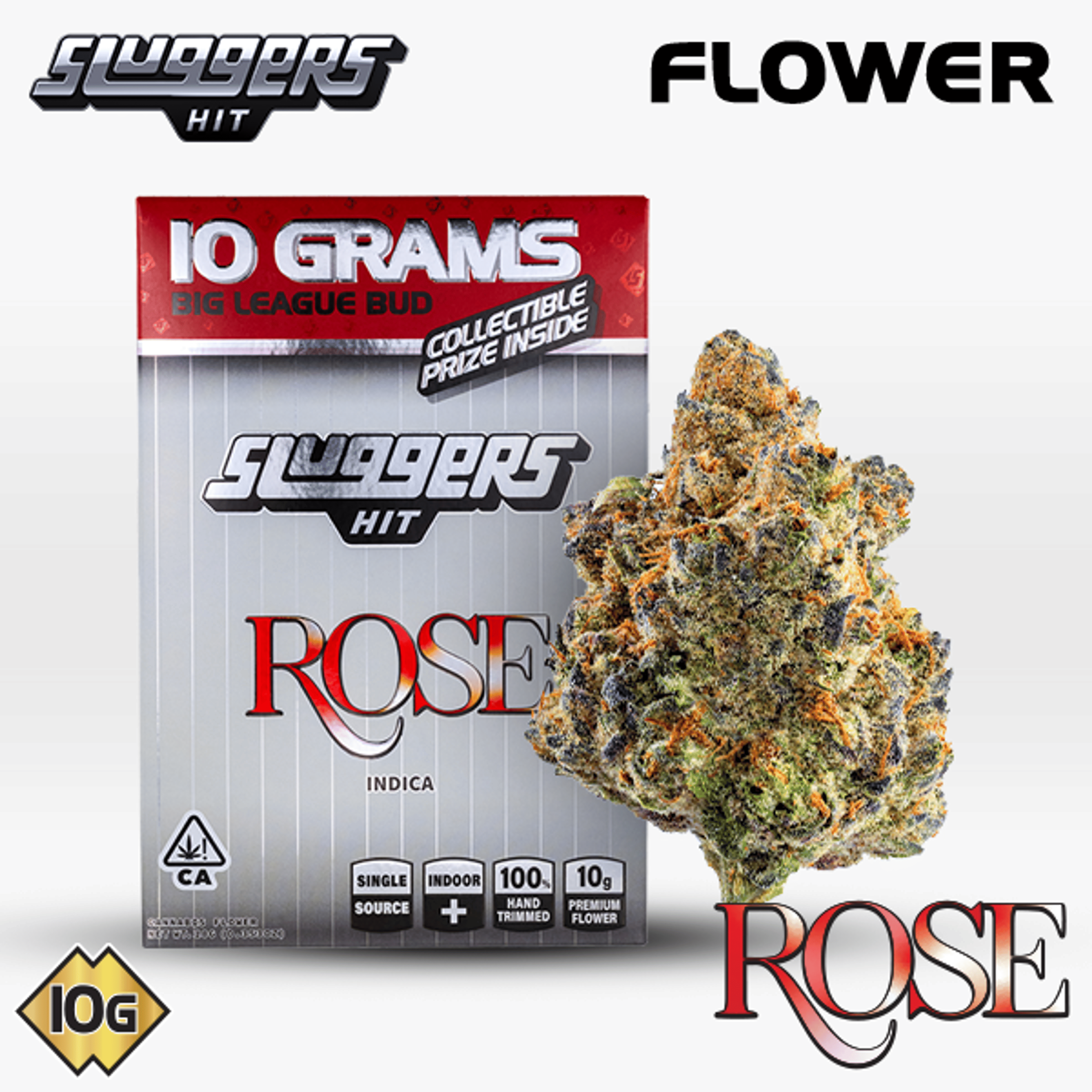 Rose - 10g - Sluggers Hit - 10g - Indica - $75 - Flower (10 Grams)