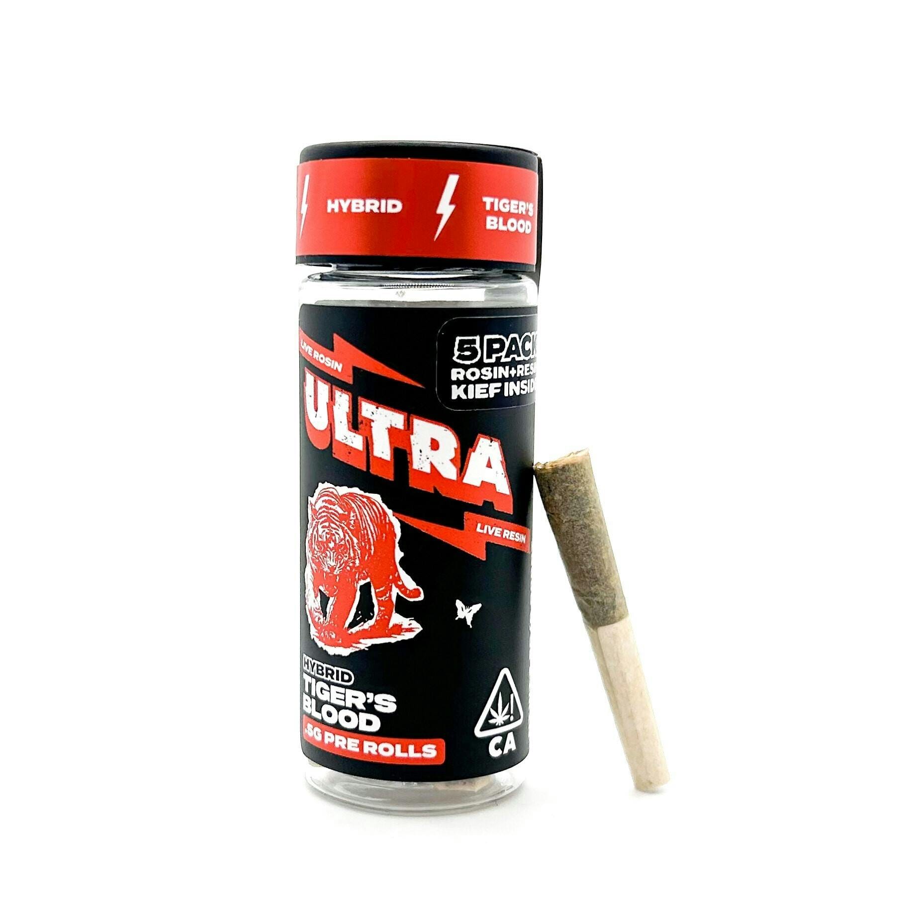 Ultra: Tiger's Blood - 5pk .5g Rosin/Resin Infused Pre Rolls - Ultra -  - $38 - Pre-Rolls