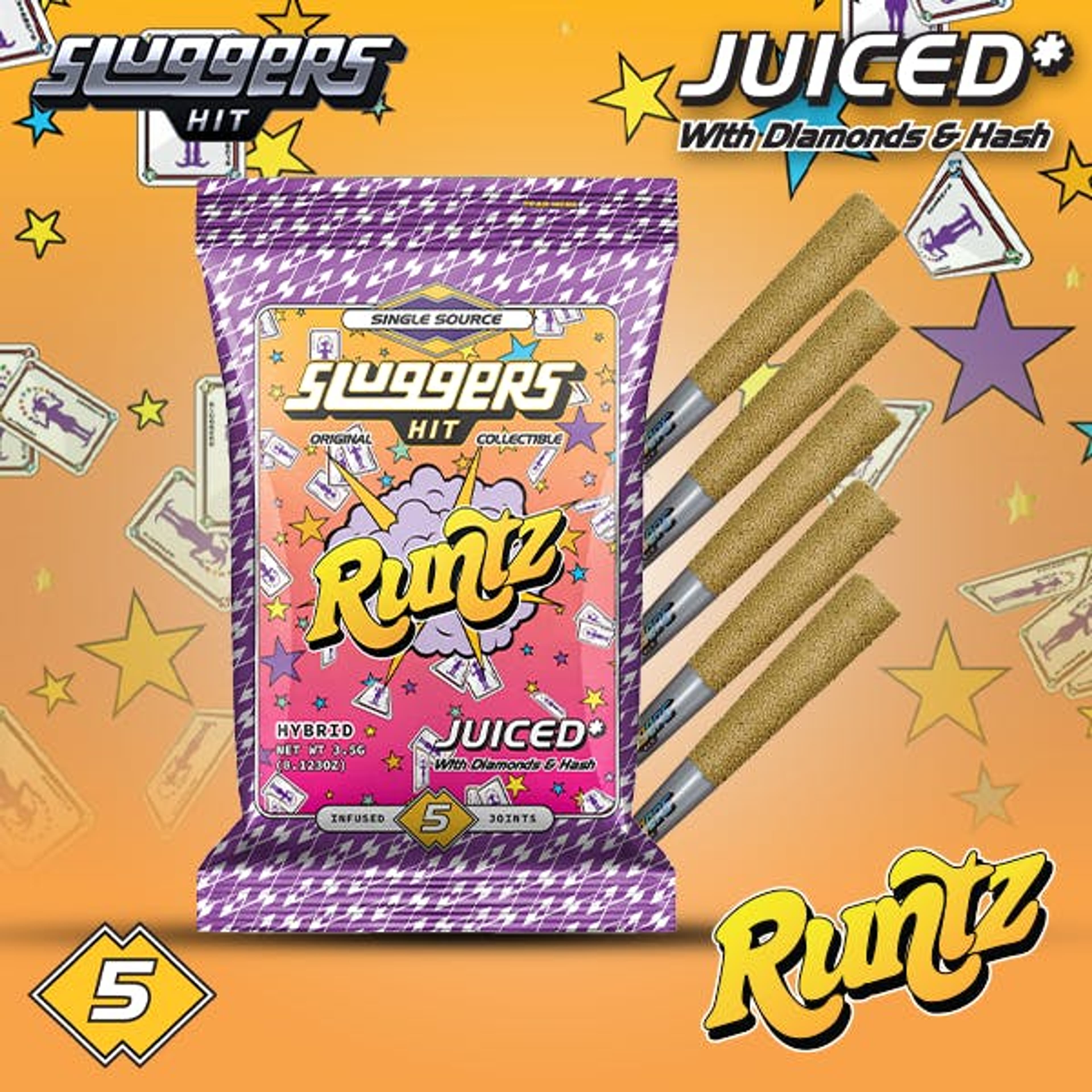 Runtz - Infused Prerolls - 3.5g 5pk - SLUGGERS - - $38.75 - Pre-Rolls