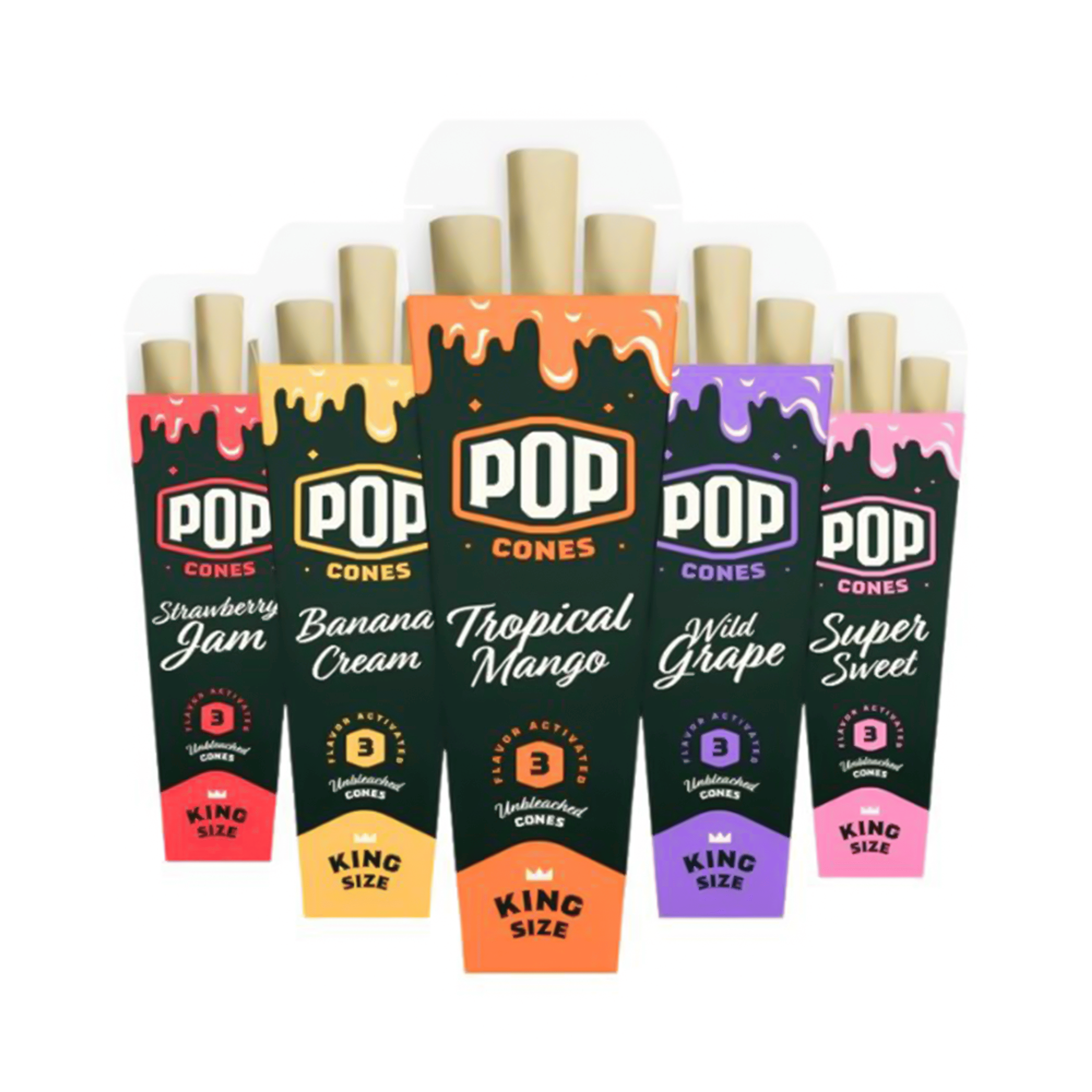 Pop Cones | Flavor Activated Cones King Size 3pk - Unbleached - Pop Cones - Super Sweet - $5 - Accessories