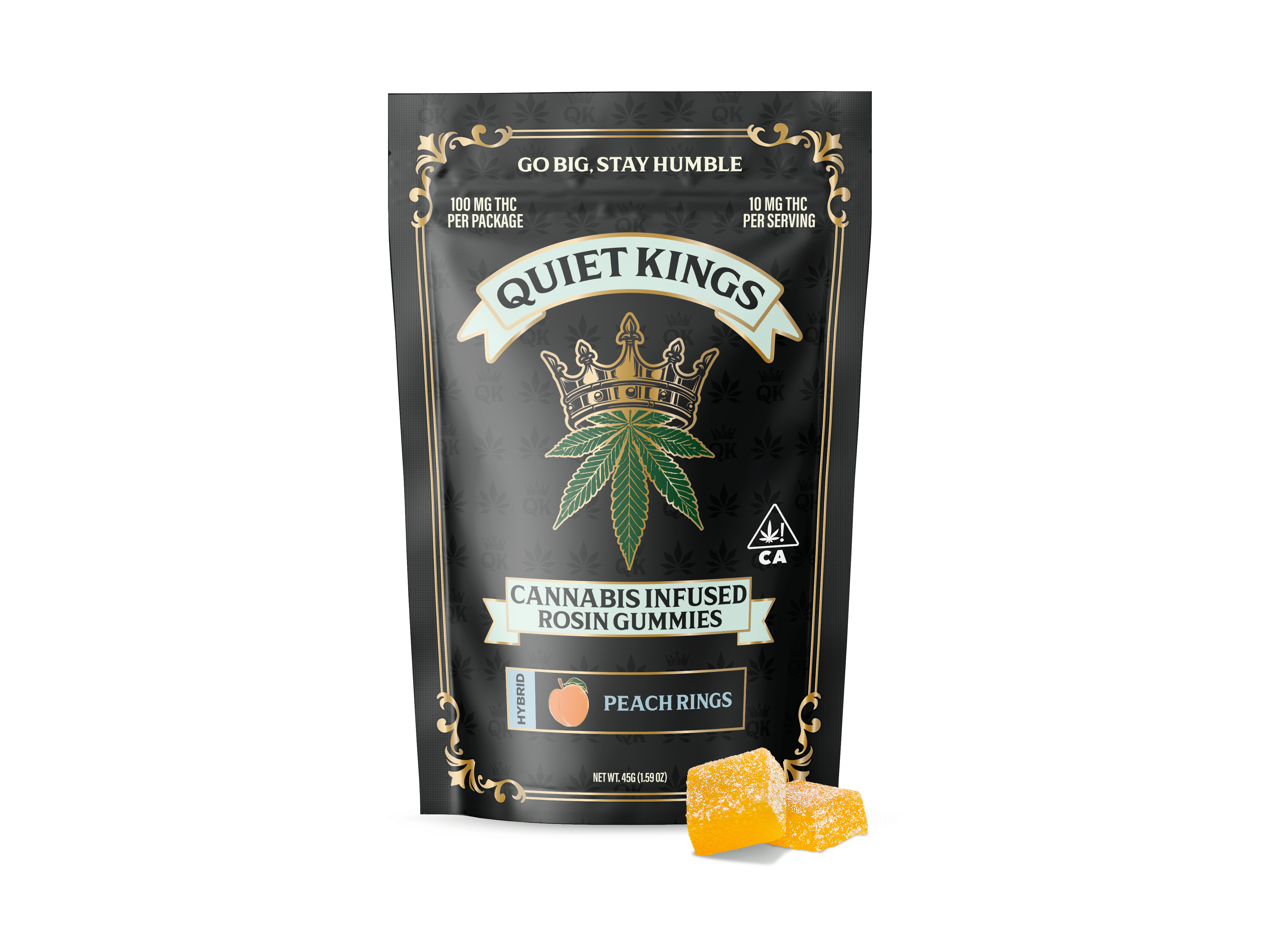 Peach Rings - 100mg Rosin Infused Gummies - Quiet Kings - 100mg gummies - Hybrid - $11 - Gummies