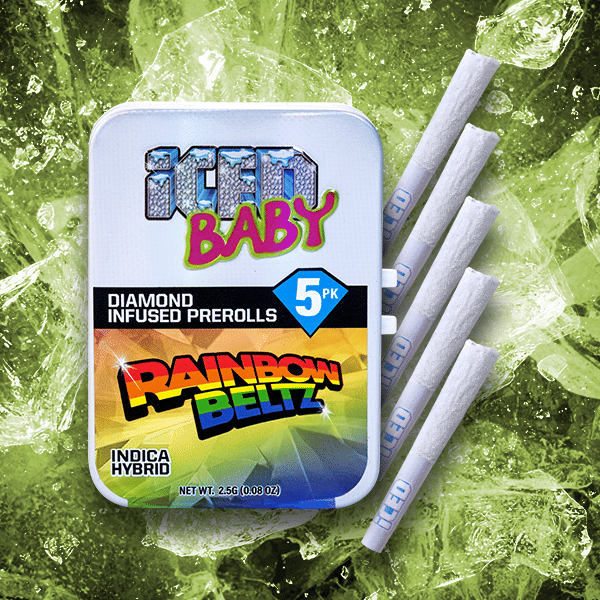 Rainbow Beltz  - .5g Diamond Infused Pre Rolls(5pk) - ICED - Infused PR Pack - Indica Dom - $20 - Infused Preroll Pack