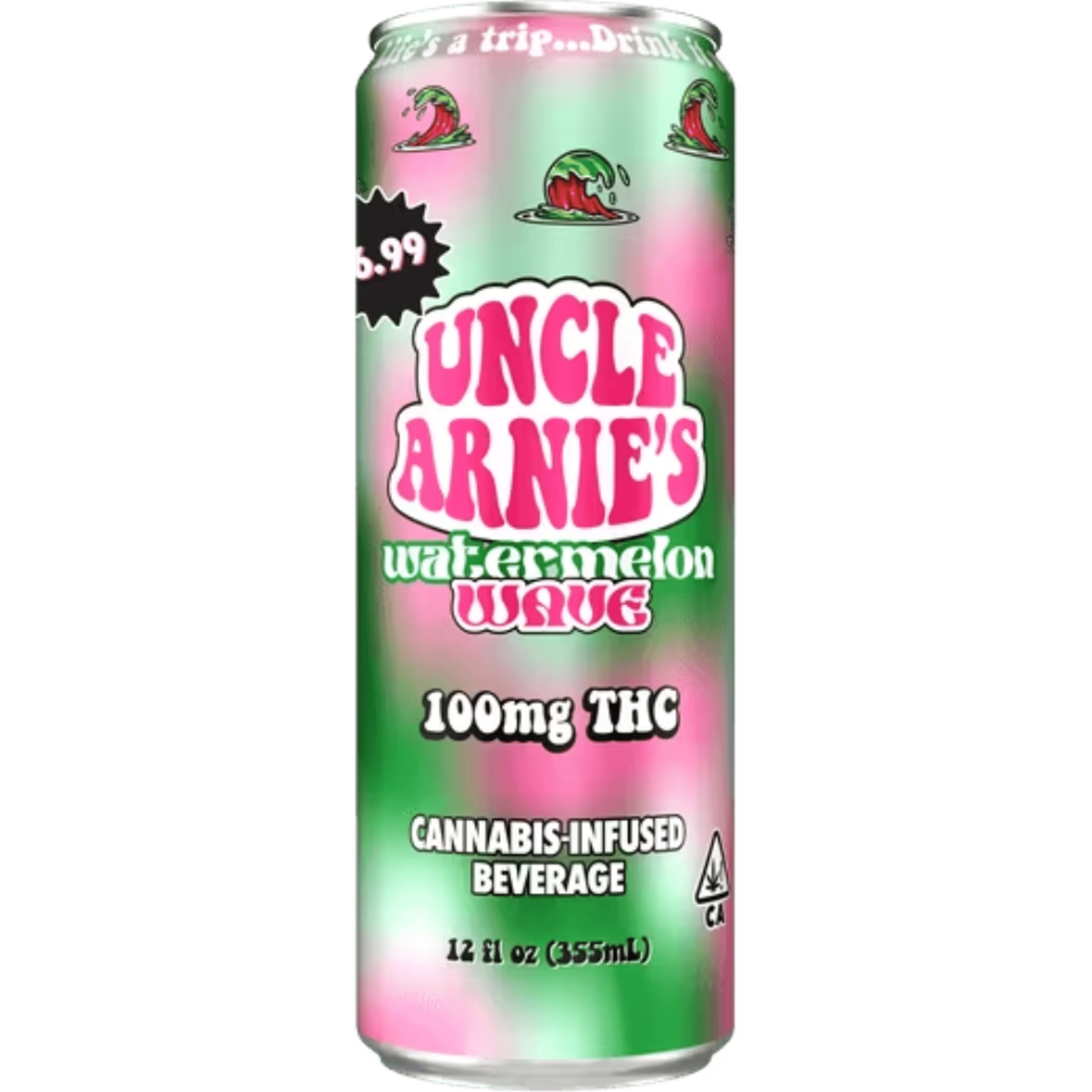 Uncle Arnies: Watermelon Wave - 100mg - Uncle Arnies - - $13 - Infused Beverages