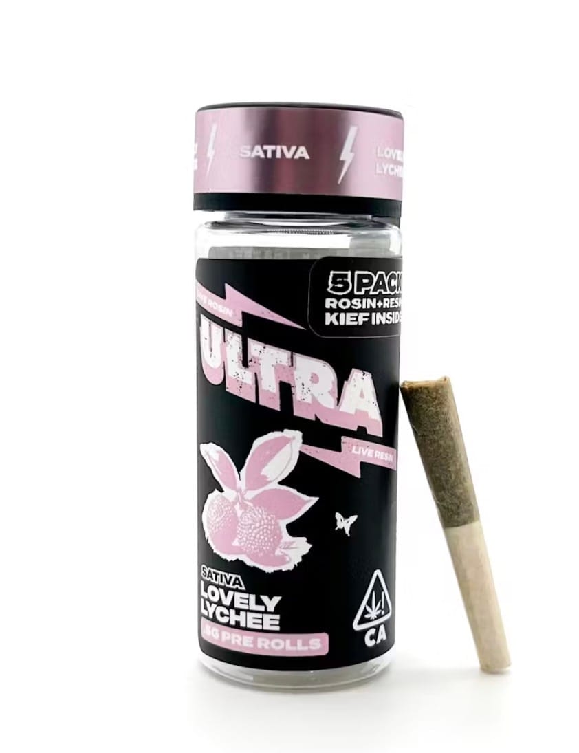 5pk LOVELY LYCHEE Sativa Rosin & Resin Infused Prerolls - ULTRA -  - $31.50 - Pre-Rolls