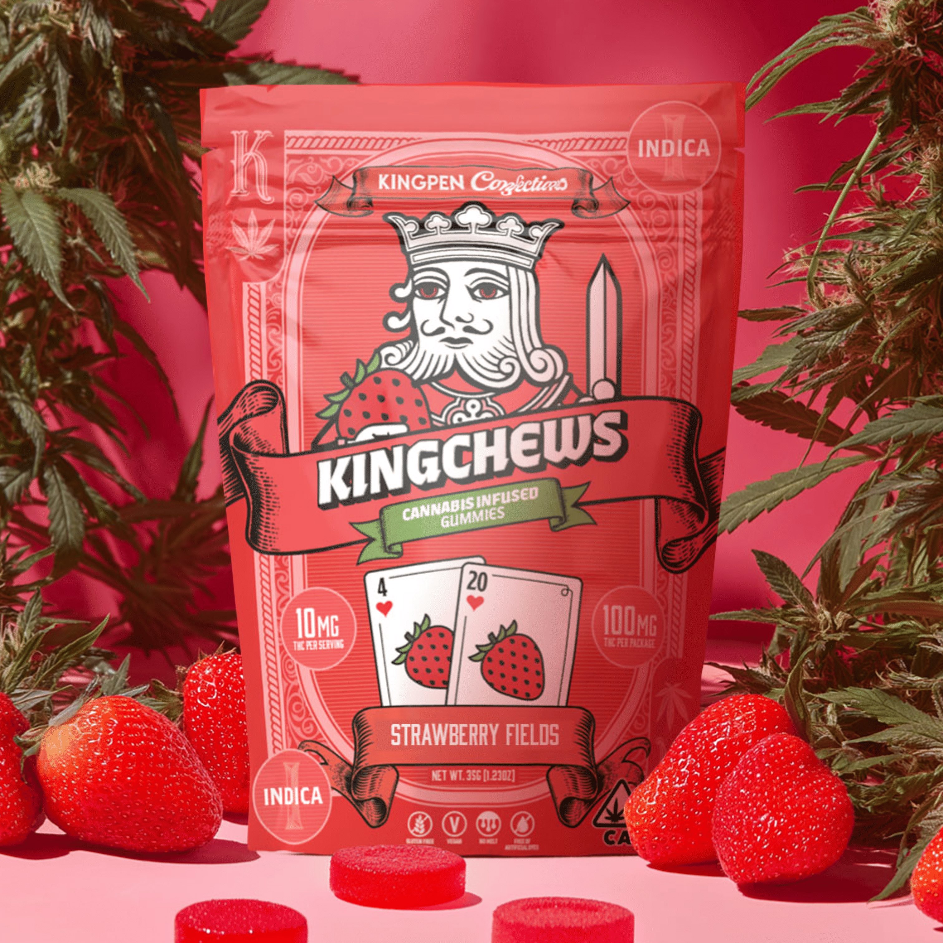 Kingchews | Strawberry Fields Gummies - 100mg - KINGPEN -  - $13 - Edibles