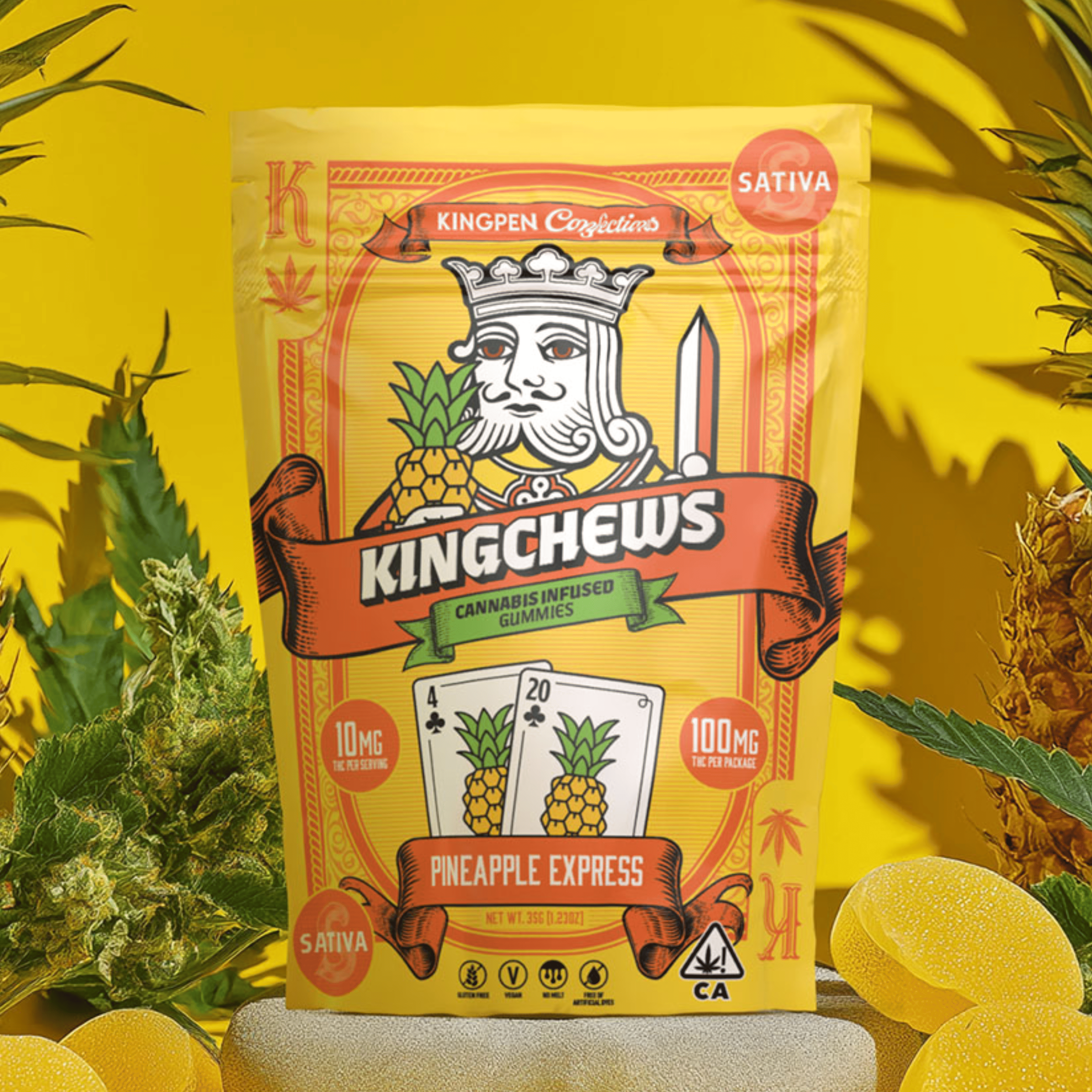 Kingchews | Pineapple Express Gummies - 100mg - KINGPEN - - $13 - Edibles