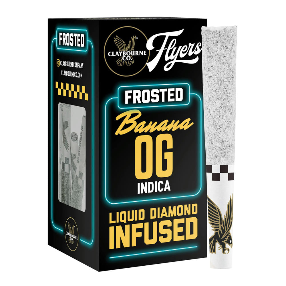Banana OG (I) Frosted Flyers Infused .5g - 5pk - Claybourne Co. - Banana OG (I) - $29.90 - Pre-Rolls
