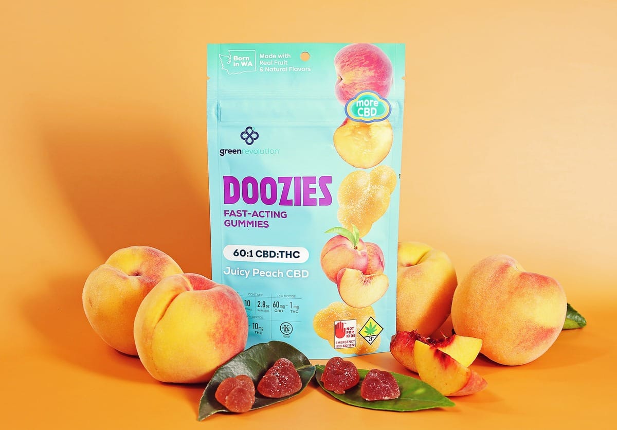 Juicy Peach 1:1 CBD:THC - 100MG Gummies *B2G1 EVERYDAY* - Doozies - Juicy Peach 1:1 CBD:THC  (H) - $8 - Edibles
