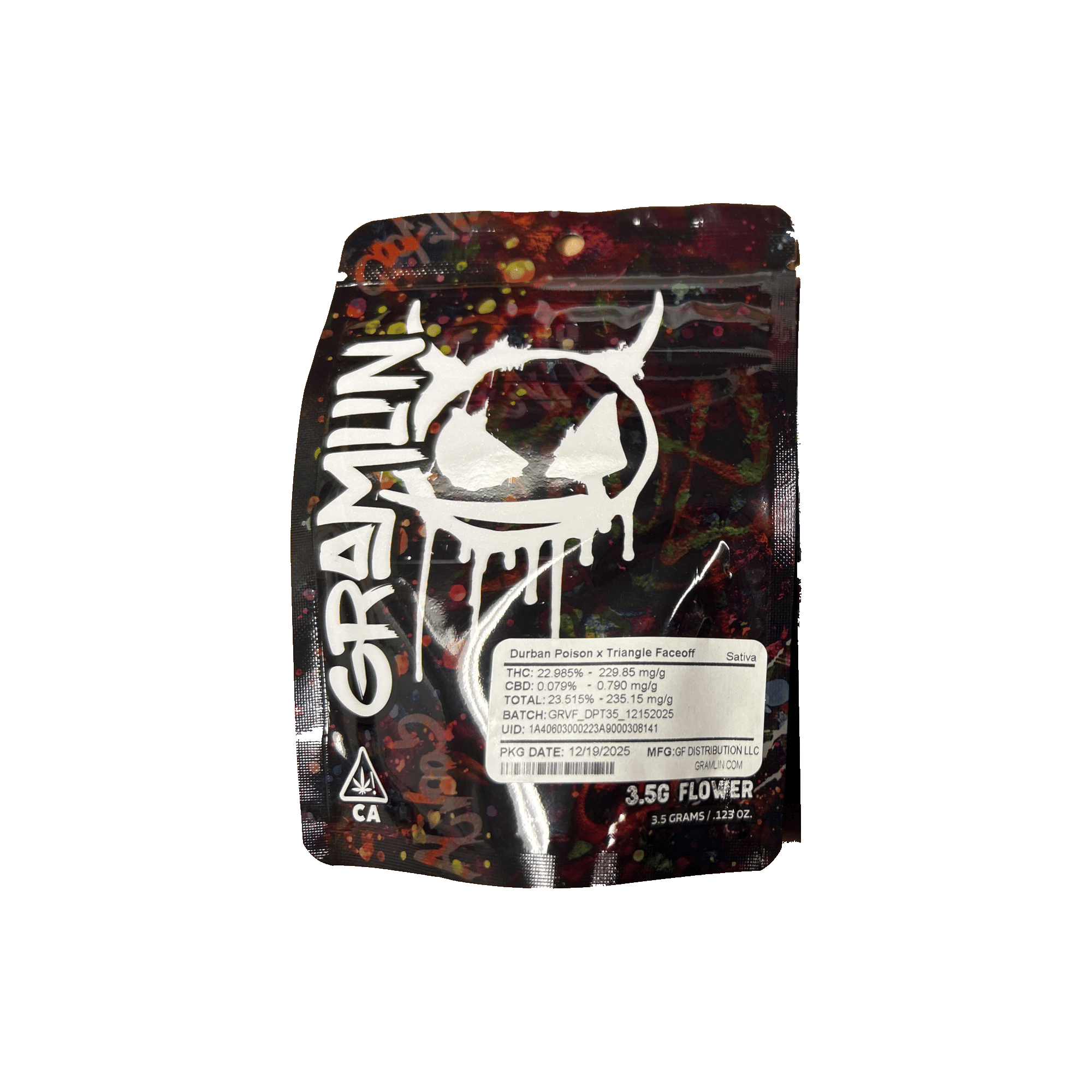 Durban Poison x Triangle FaceOff - Indoor Flower - Gramlin - Eighth - $23.99 - Flower