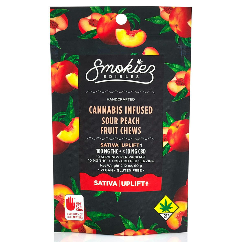 Sour Peach (S) 100mg - Smokiez - Sour Peach - $12.50 - Edibles