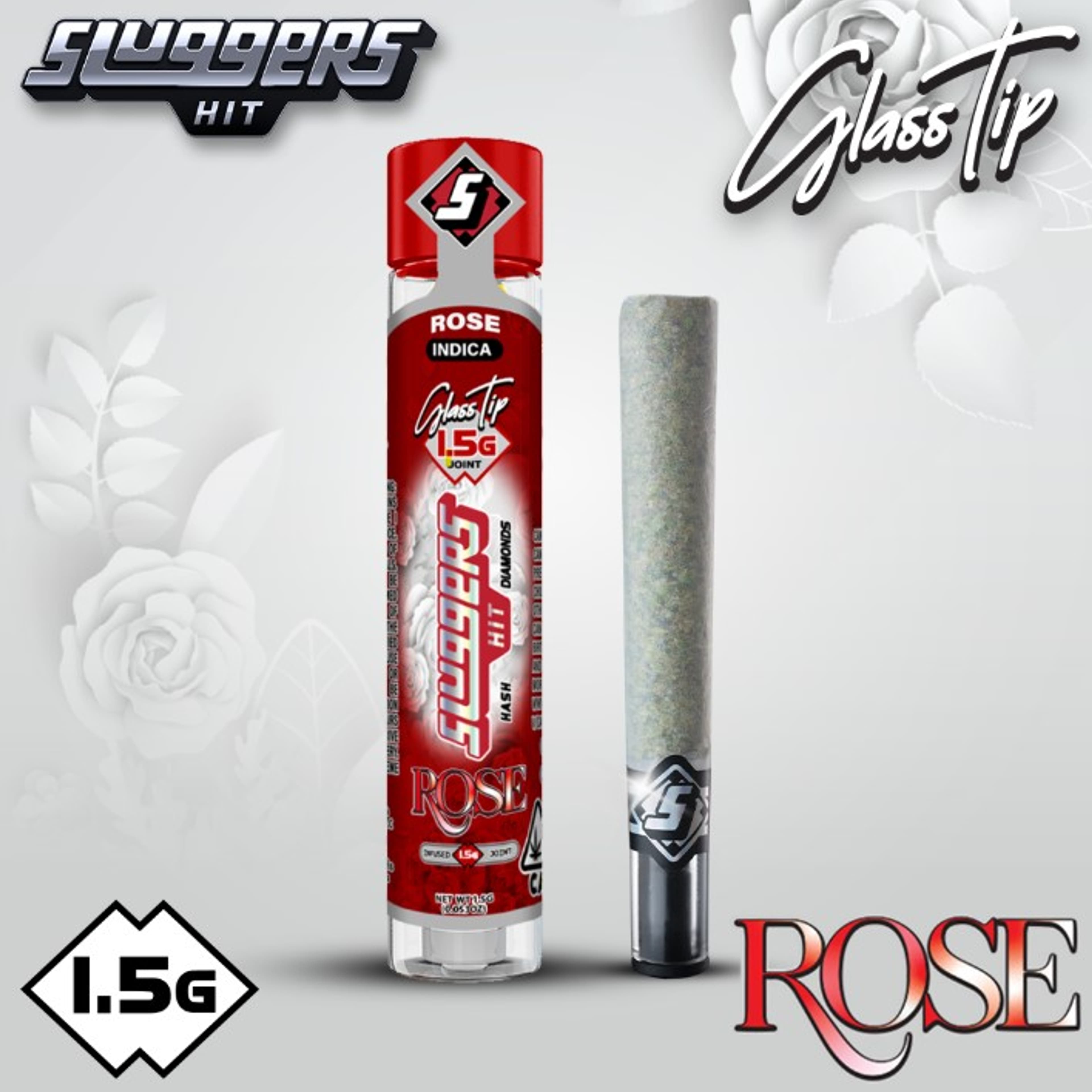 Sluggers - Rose - Hash & Diamonds Infused Pre-Roll (Glass Tip) - 1.5g - Sluggers - - $13.99 - Pre-Rolls