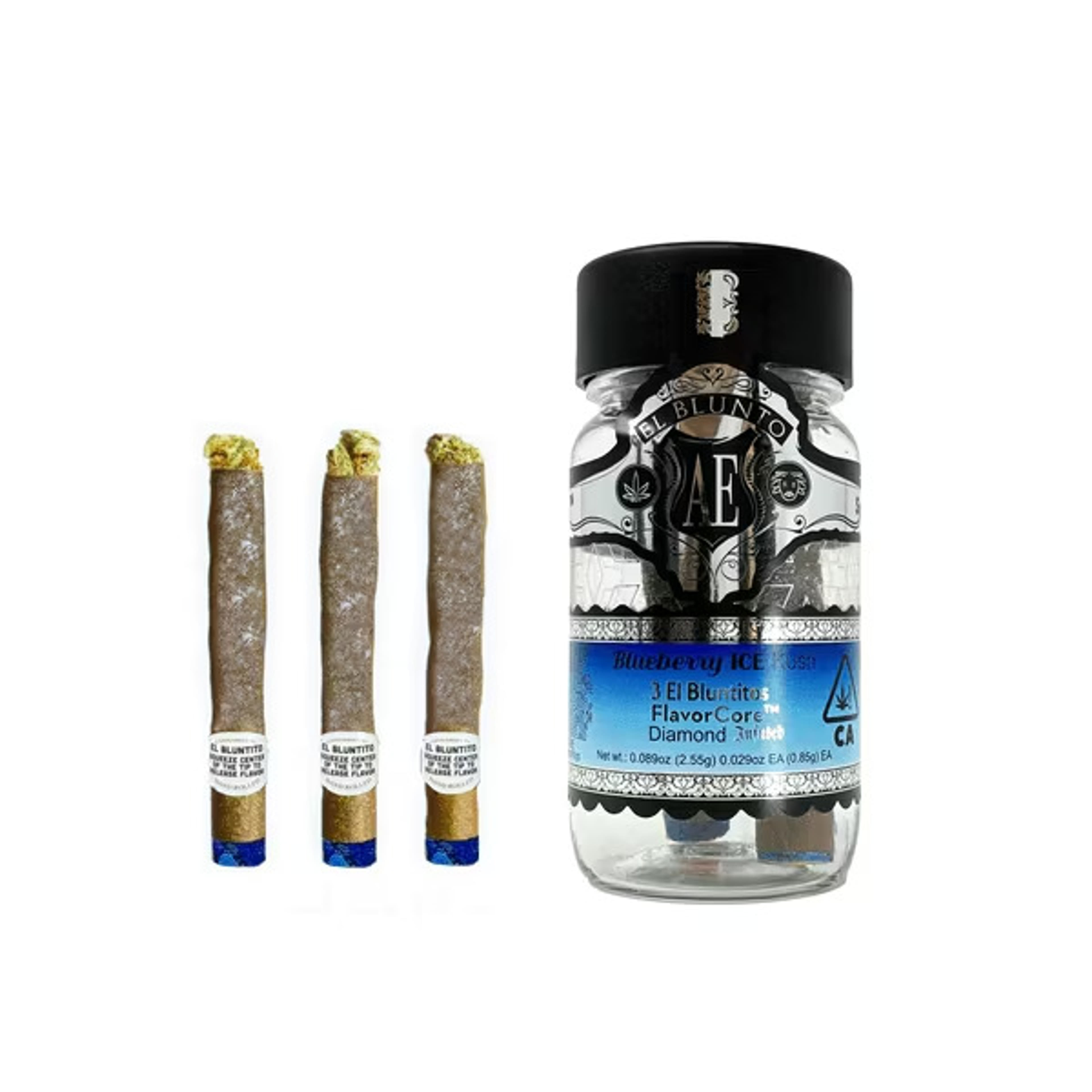 El Bluntito: Blueberry Ice Kush FlavorCore Diamond Infused Blunt 3 Pack - El Blunto - 2.5 Gram - $35 - Pre-Rolls
