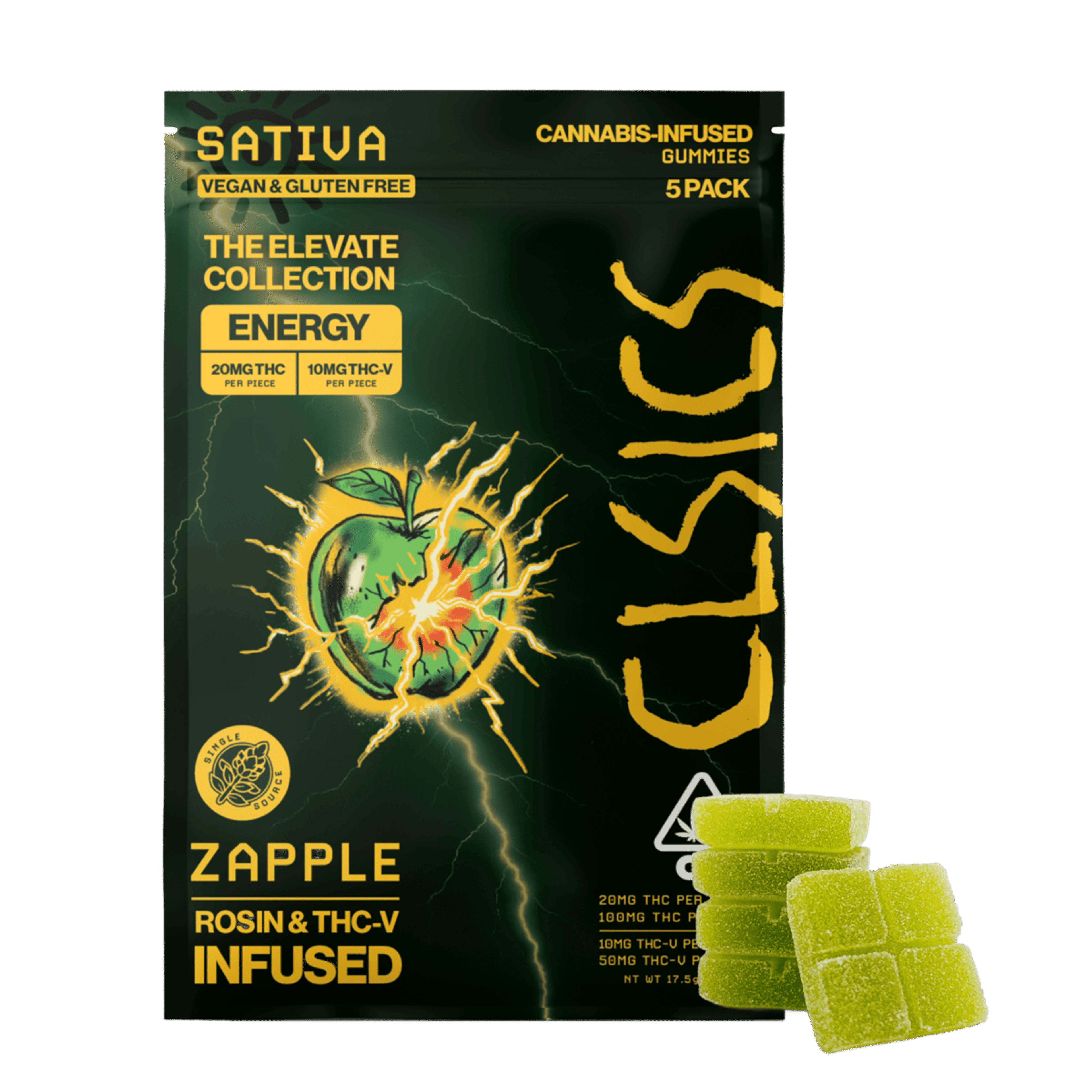 Zapple THC-V/THC - 5pk GUMMIES LIVE ROSIN INFUSED - CLSICS Rosin & Rosin Infused Pre Rolls - - $23.99 - Edible