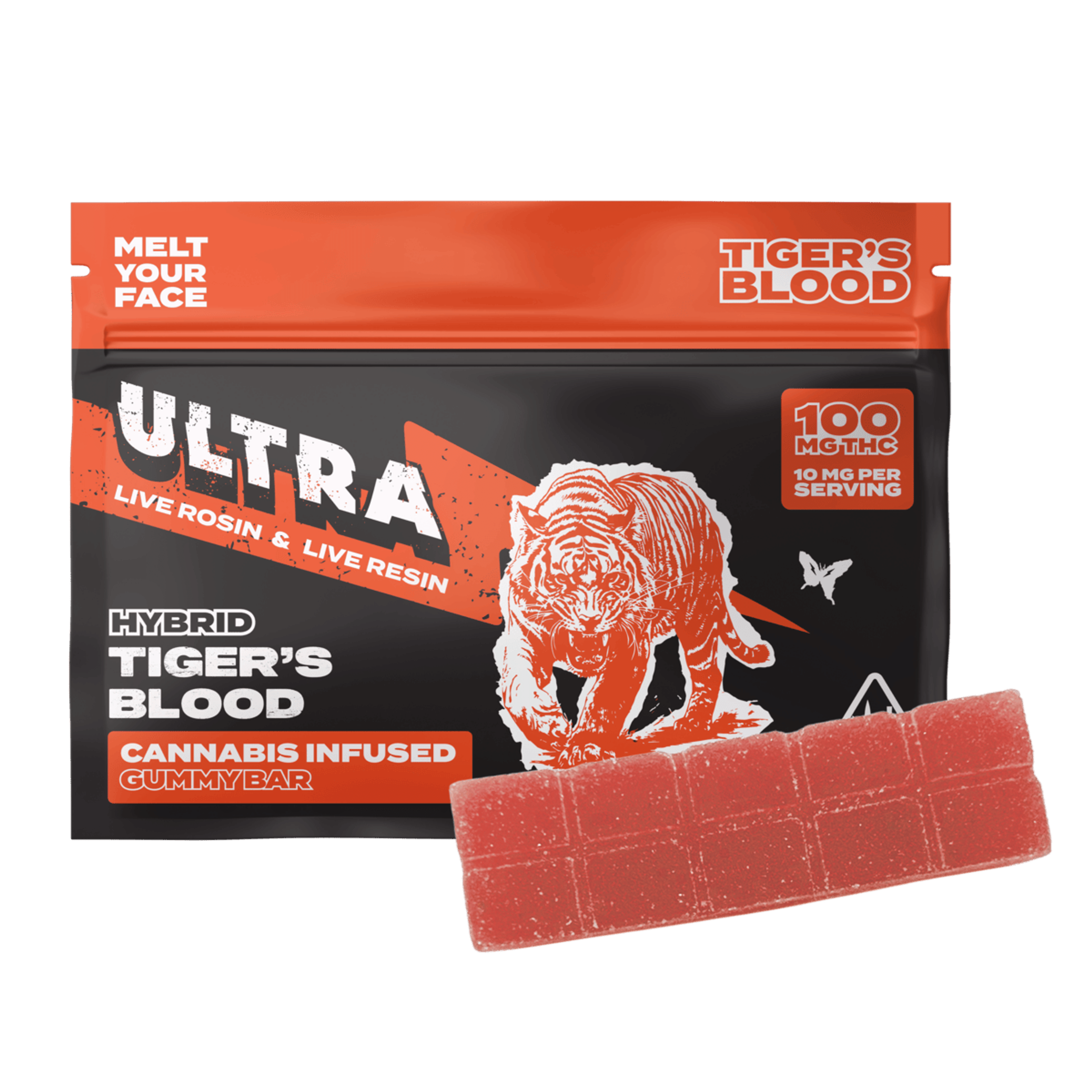 Tiger's Blood - 100mg Live Rosin/Live Resin Infused Gummy Bar - ULTRA xP - - $9.75 - Edibles