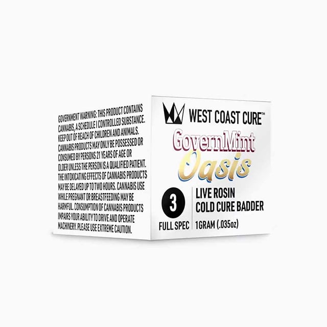 Governmint Oasis Tier 3 Live Rosin Cold Cure Badder 1g