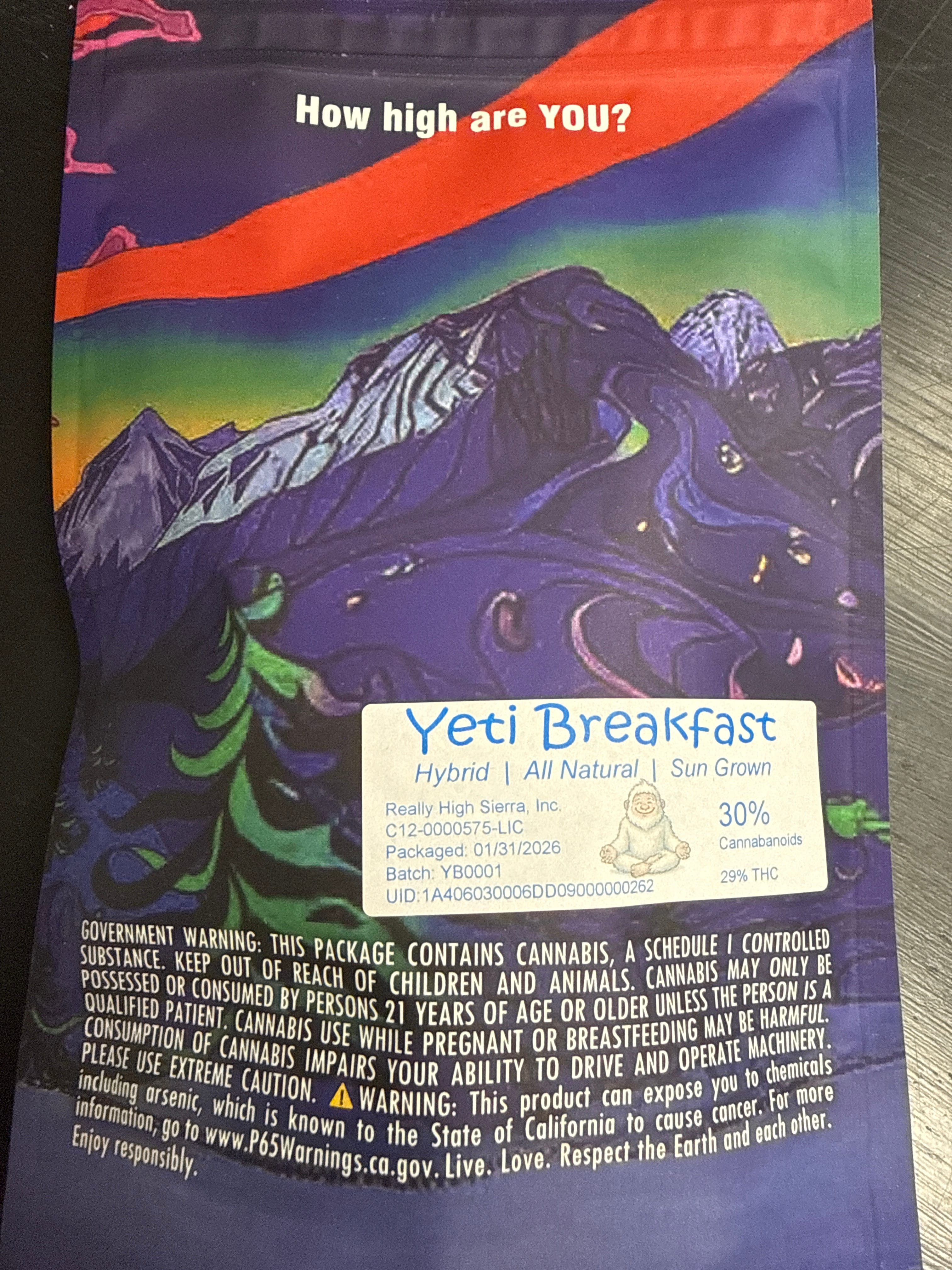 *Local* High Sierra: Yeti Breakfast - 14g - High Sierra -  - $65 - Flower
