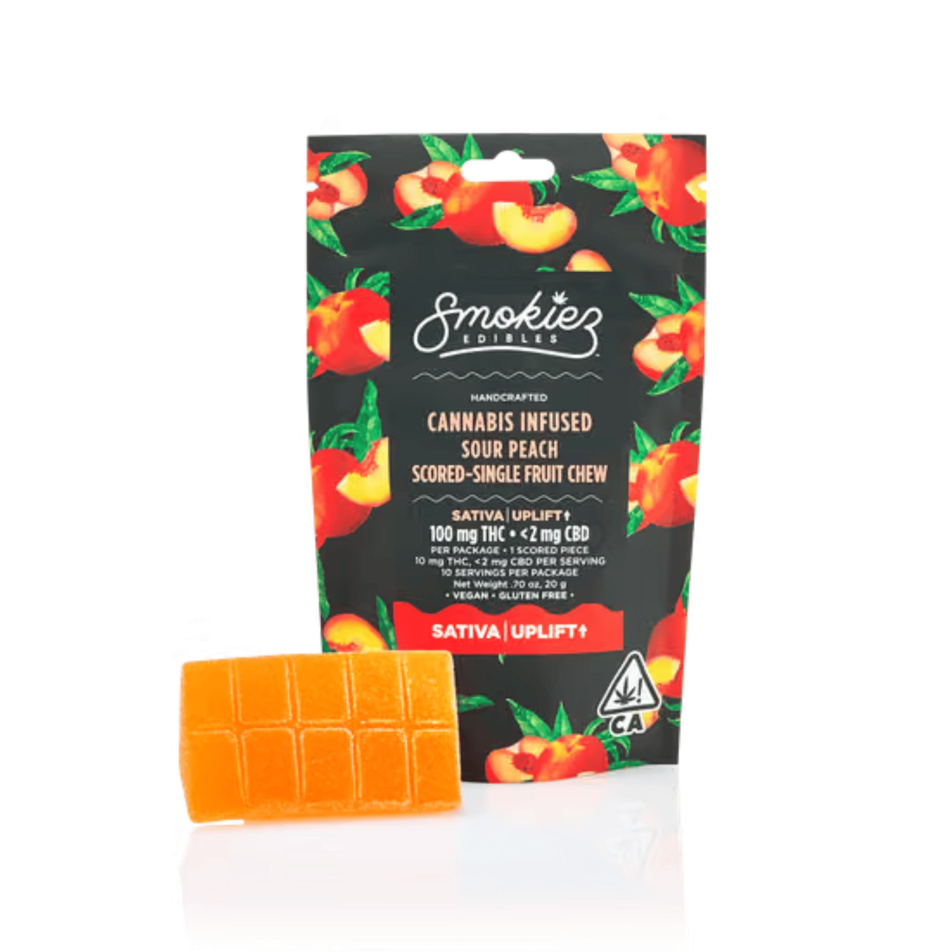 Single | Sour Peach THC Scored Fruit Chews - 100mg - Smokiez Edibles -  - $17 - Edibles