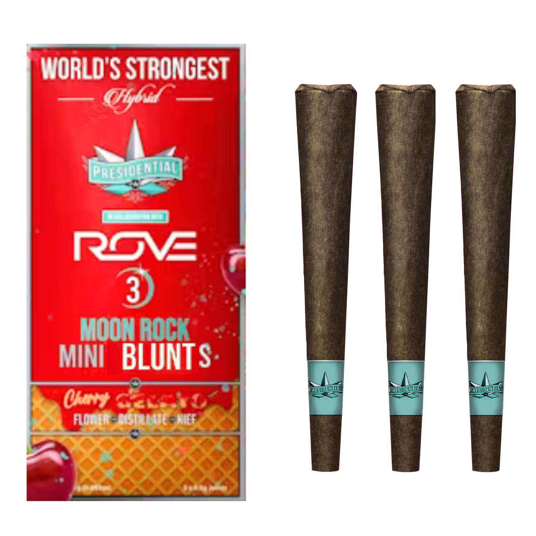 Cherry Gelato (I) Mini Moon Rock Blunts - 3pk - Presidential - Cherry Gelato 3pk (I) - $28 - Pre-Rolls