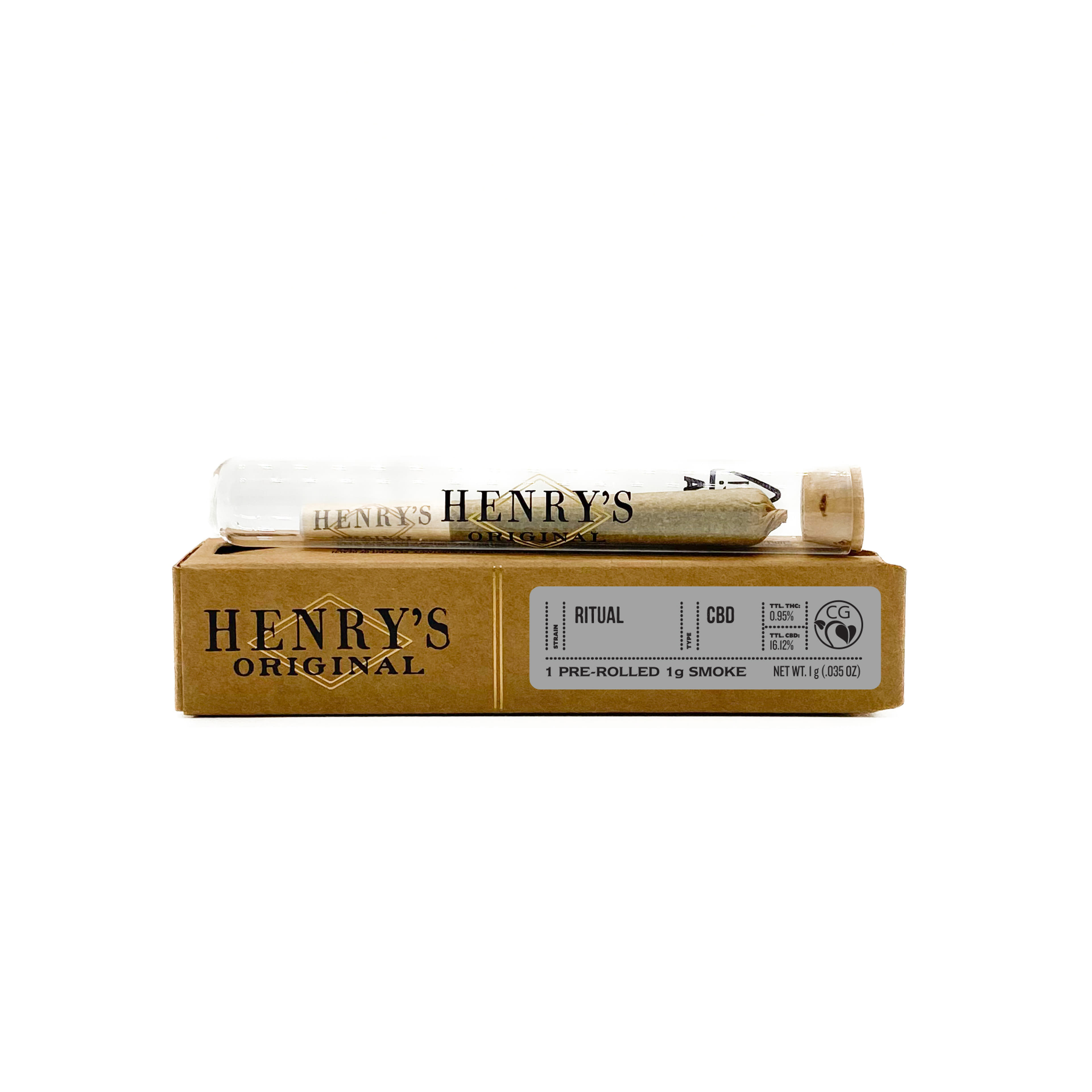 Ritual 10:1 CBD:THC - 1g Pre-Roll - Henry's Original - 1g CBD PR - High CBD - $10 - Pre-Rolls