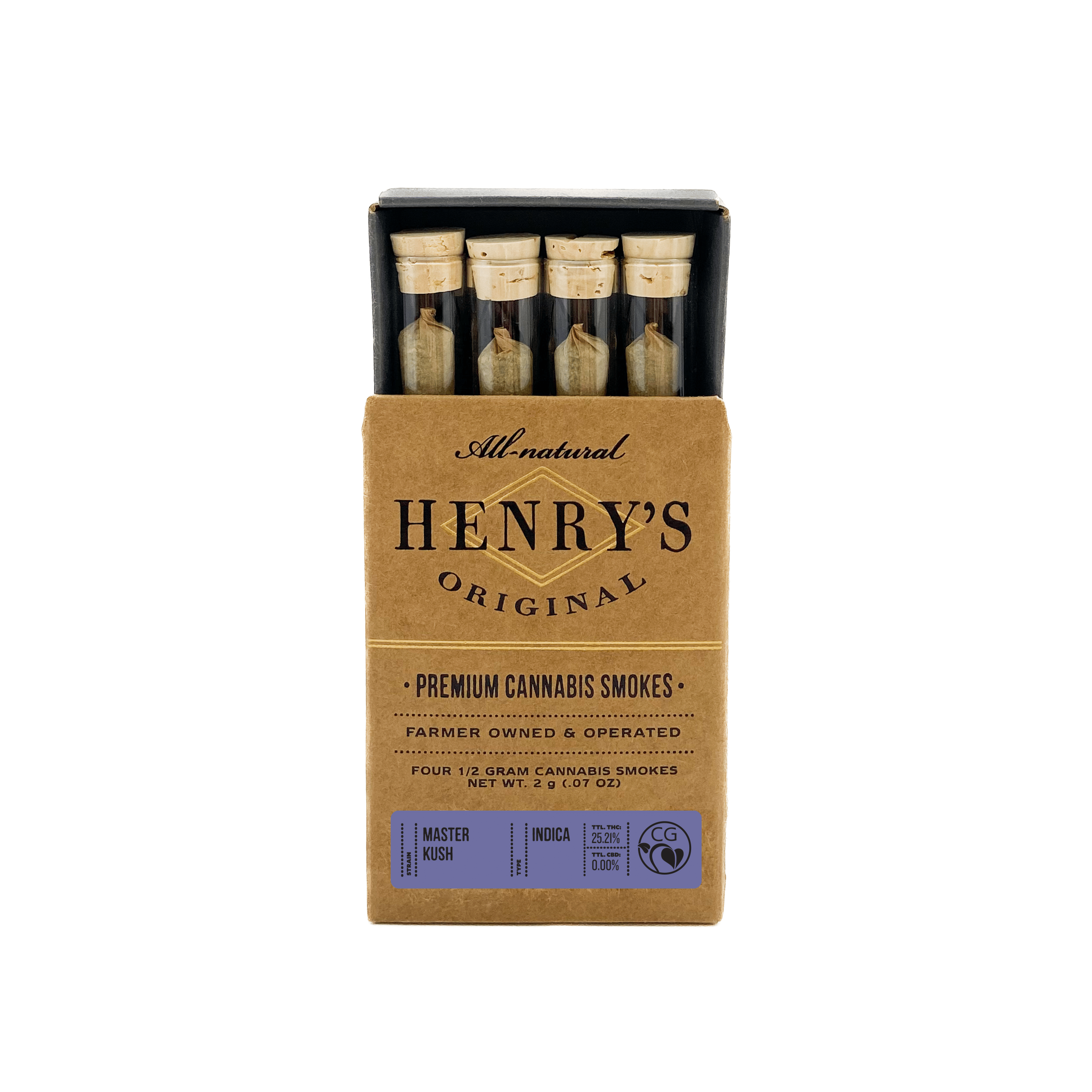 ***Master Kush - .5g Pre-Rolls(4pk) - Henry's Original - PR Pack - Indica - $23 - Pre-Roll Packs