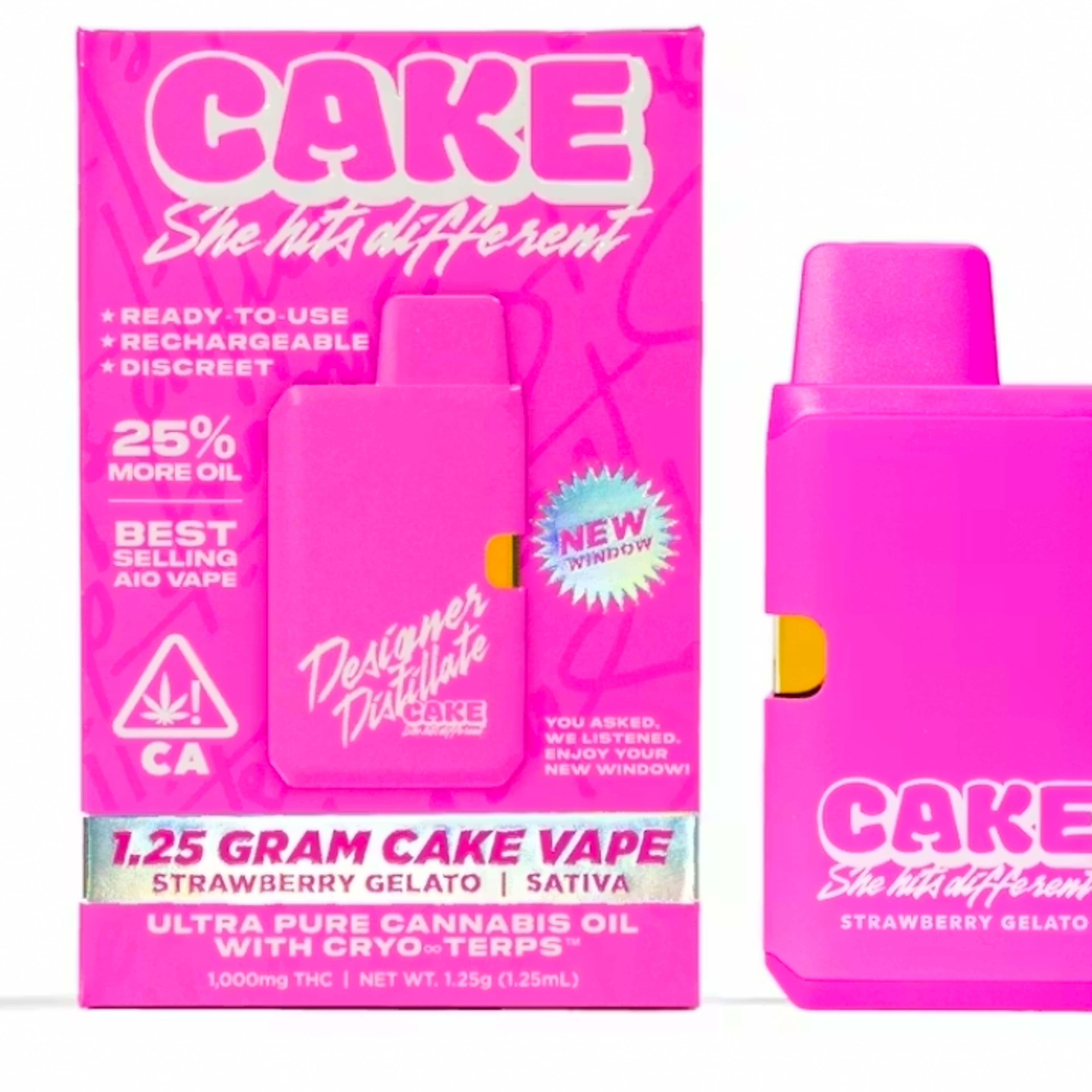 CAKE - 1.25 gram Rechargeable - Strawberry Gelato - - $40.99 - Vape