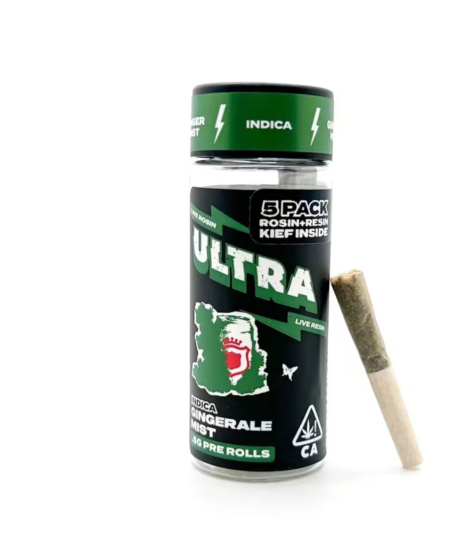5pk GINGER ALE MIST Indica Rosin & Resin Infused Prerolls - ULTRA -  - $31.50 - Pre-Rolls