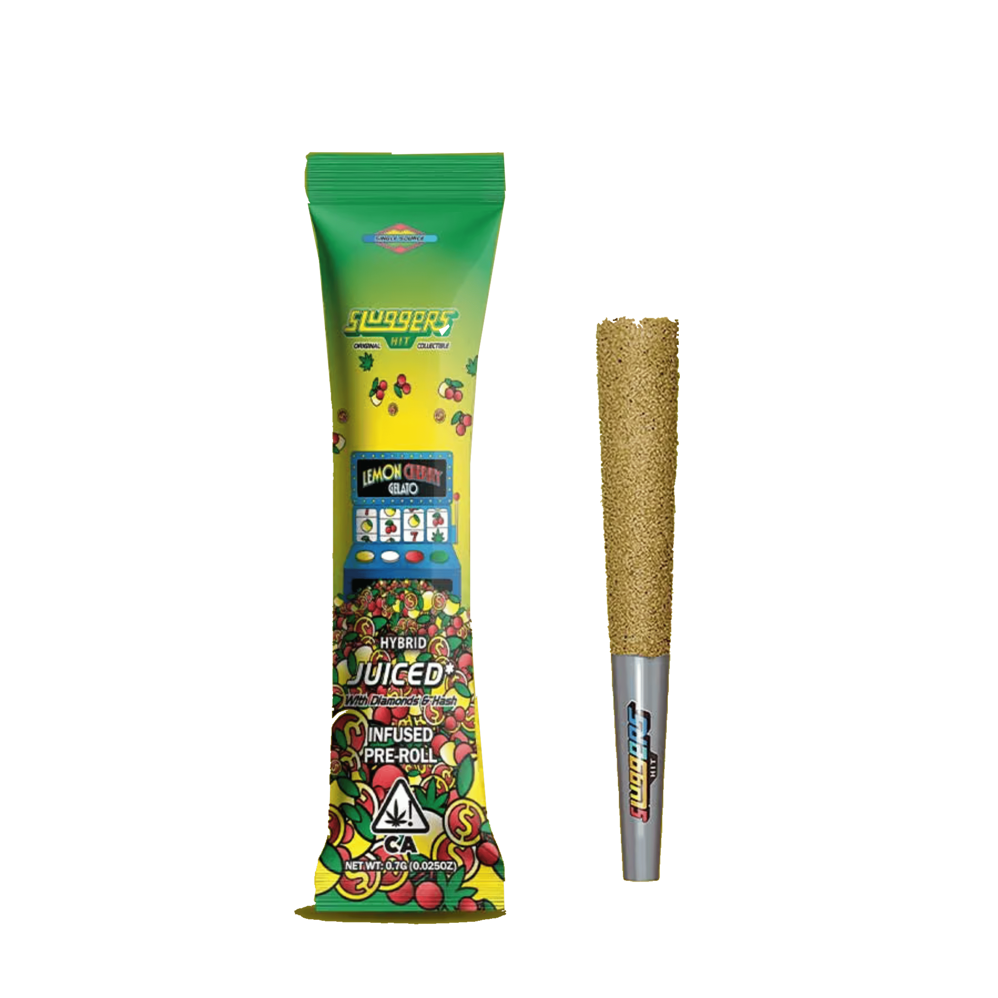 Lemon Cherry Gelato - Infused Pre-Roll - Sluggers Hit - 0.7g (Single) - $9.99 - Infused Pre-Rolls