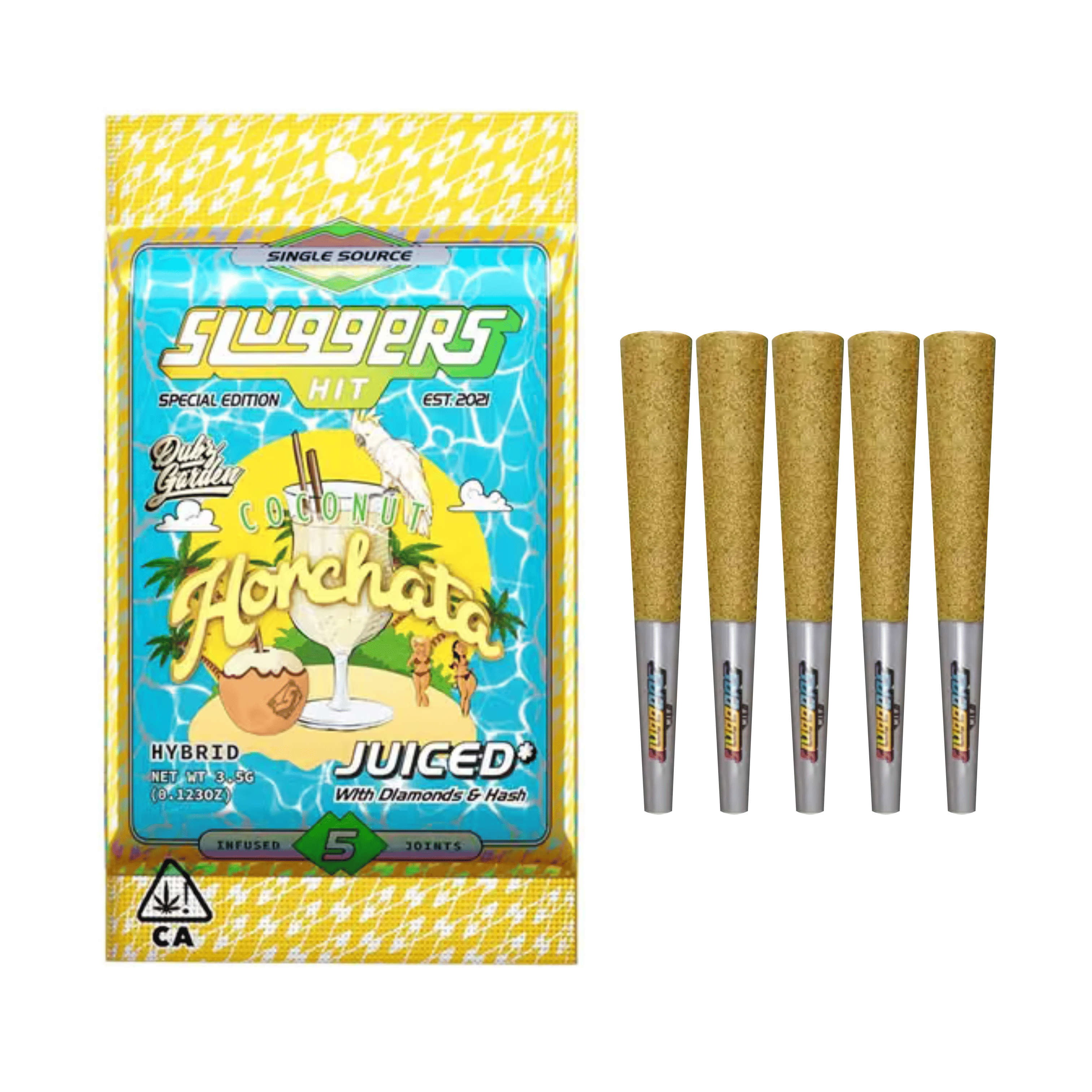 Coconut Horchata | Diamond & Hash Infused Pre-Roll 5 Pack - 3.5g - Sluggers Hit -  - $38 - Infused Pre-Rolls