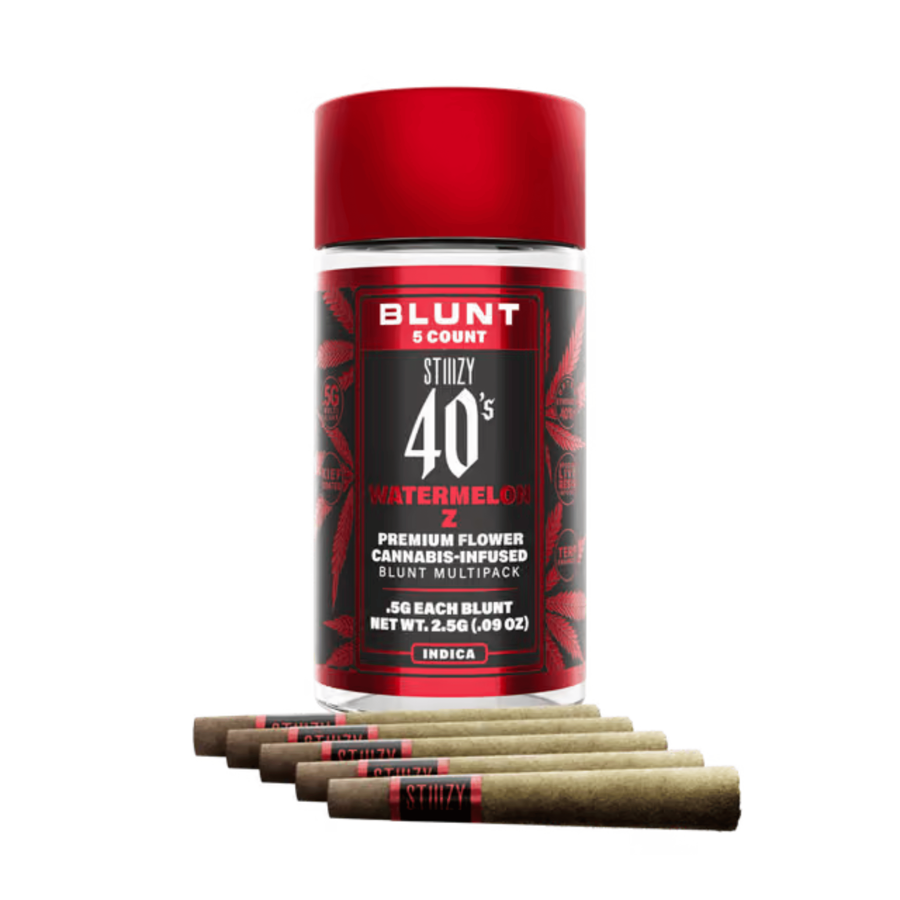 40's | Watermelon Z Infused Mini Blunts 5-Pack - 2.5g - STIIIZY -  - $30 - Infused Pre-Rolls