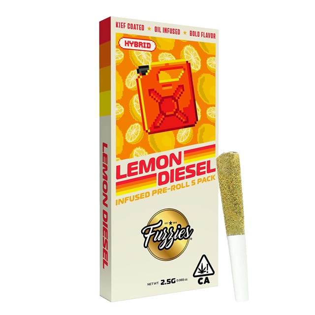 Sublime Fuzzies Infused Prerolls - Lemon Diesel (2.5g/5-pack Hybrid)