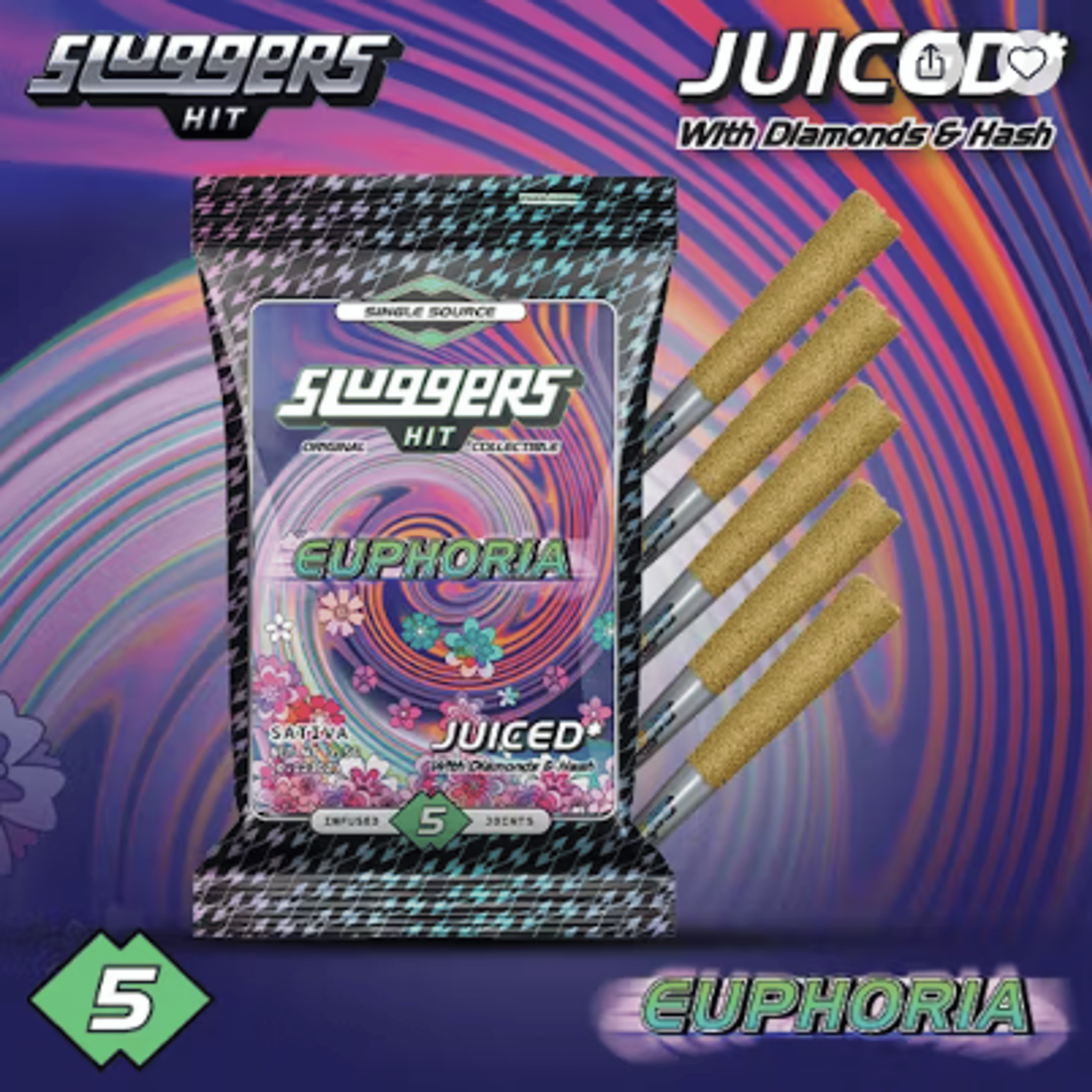Euphoria Infused 5pk 3.5g - Sluggers - PR PK - $36 - Infused Preroll