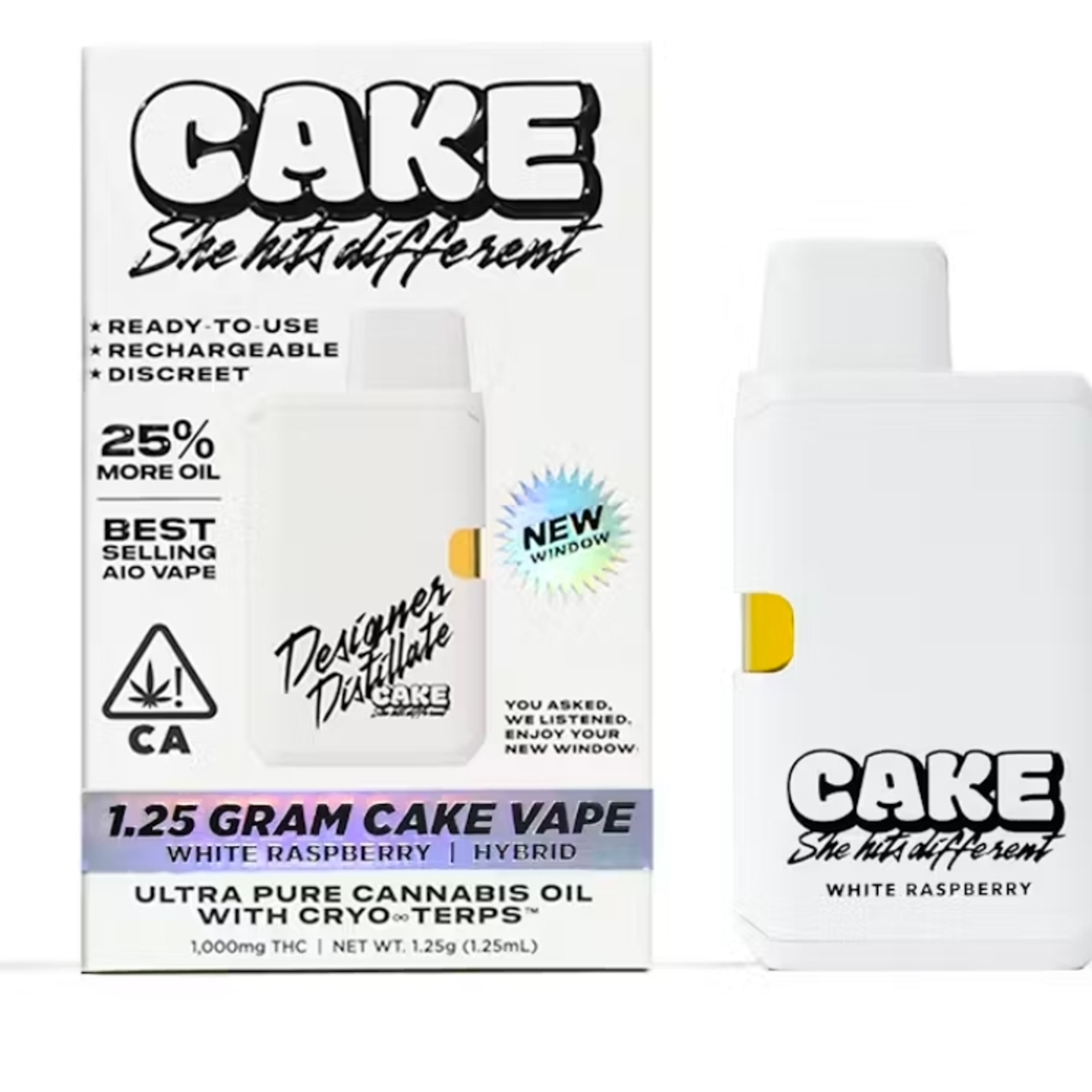 CAKE - 1.25 gram Rechargeable - White Raspberry - - $40.99 - Vape