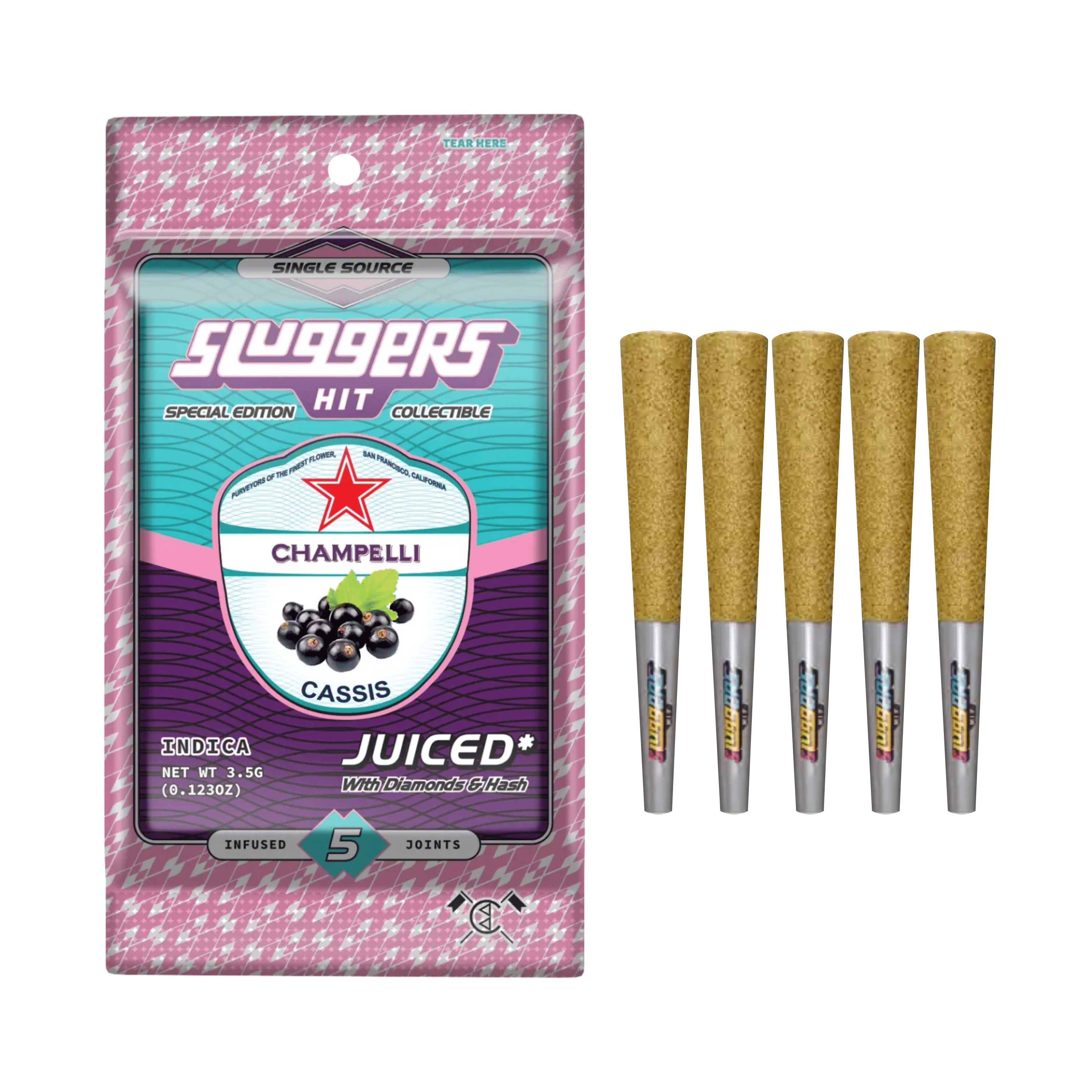 Champelli Cassis  Infused Pre-Roll 5 Pack - 3.5g - Sluggers Hit -  - $38 - Infused Pre-Rolls