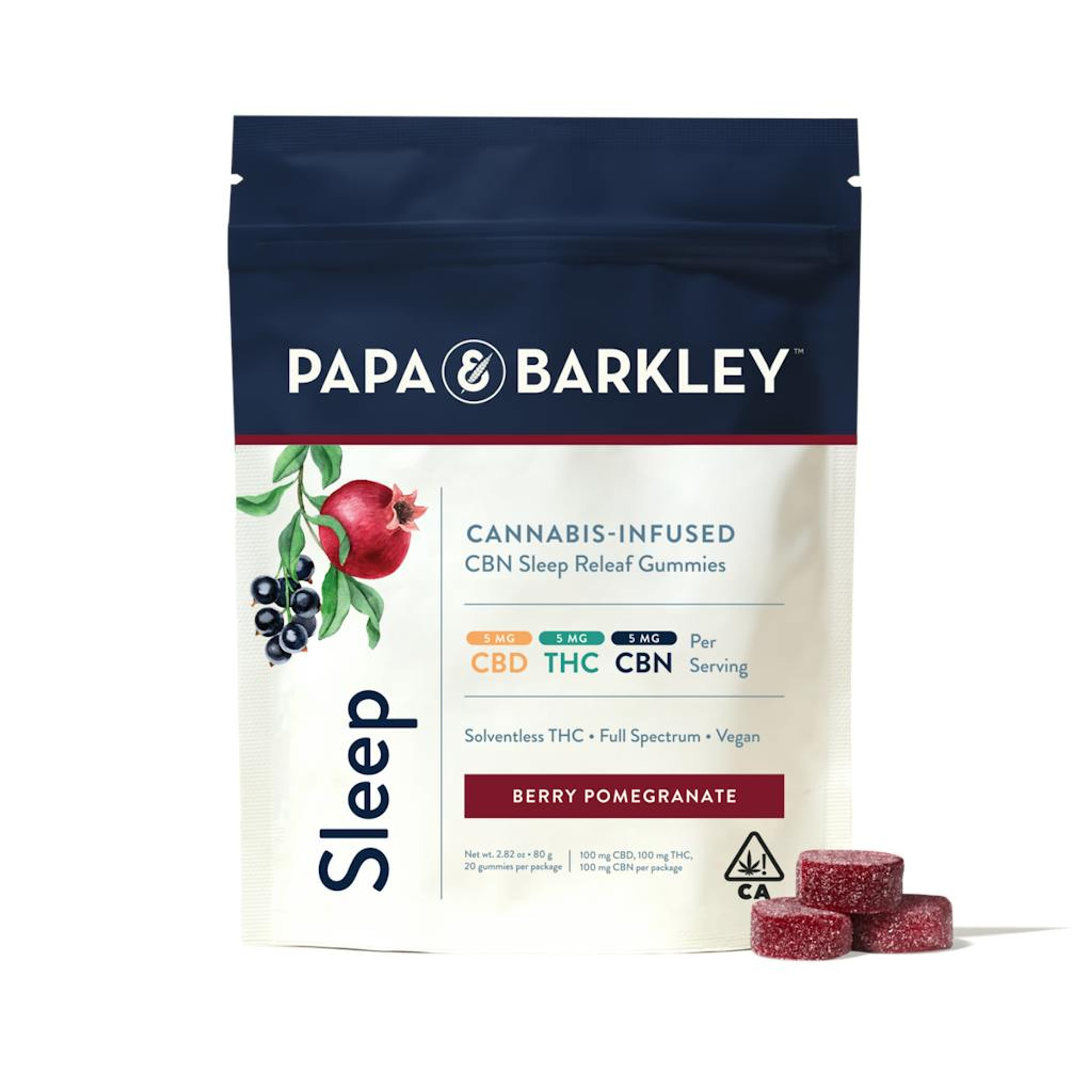 Berry Pomegranate - 1:1:1 CBN:THC:CBD Sleep Releaf Gummy - Papa & Barkley - CBN Gummy - $25 - Edibles