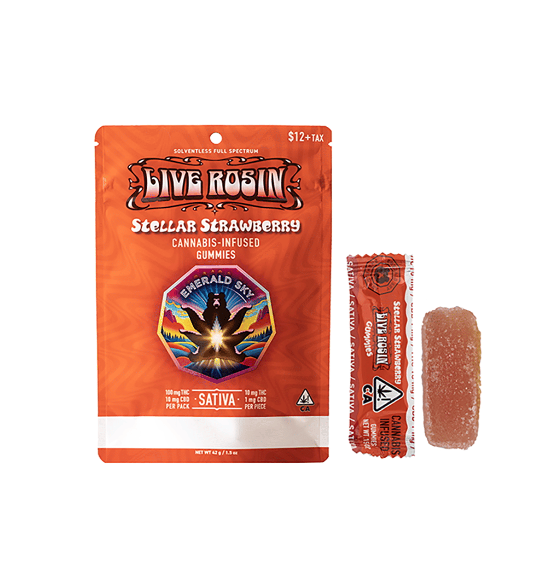 Stellar Strawberry Live Rosin - 100mg Gummies - Emerald Sky - Gummy - Sativa - $12 - Gummies