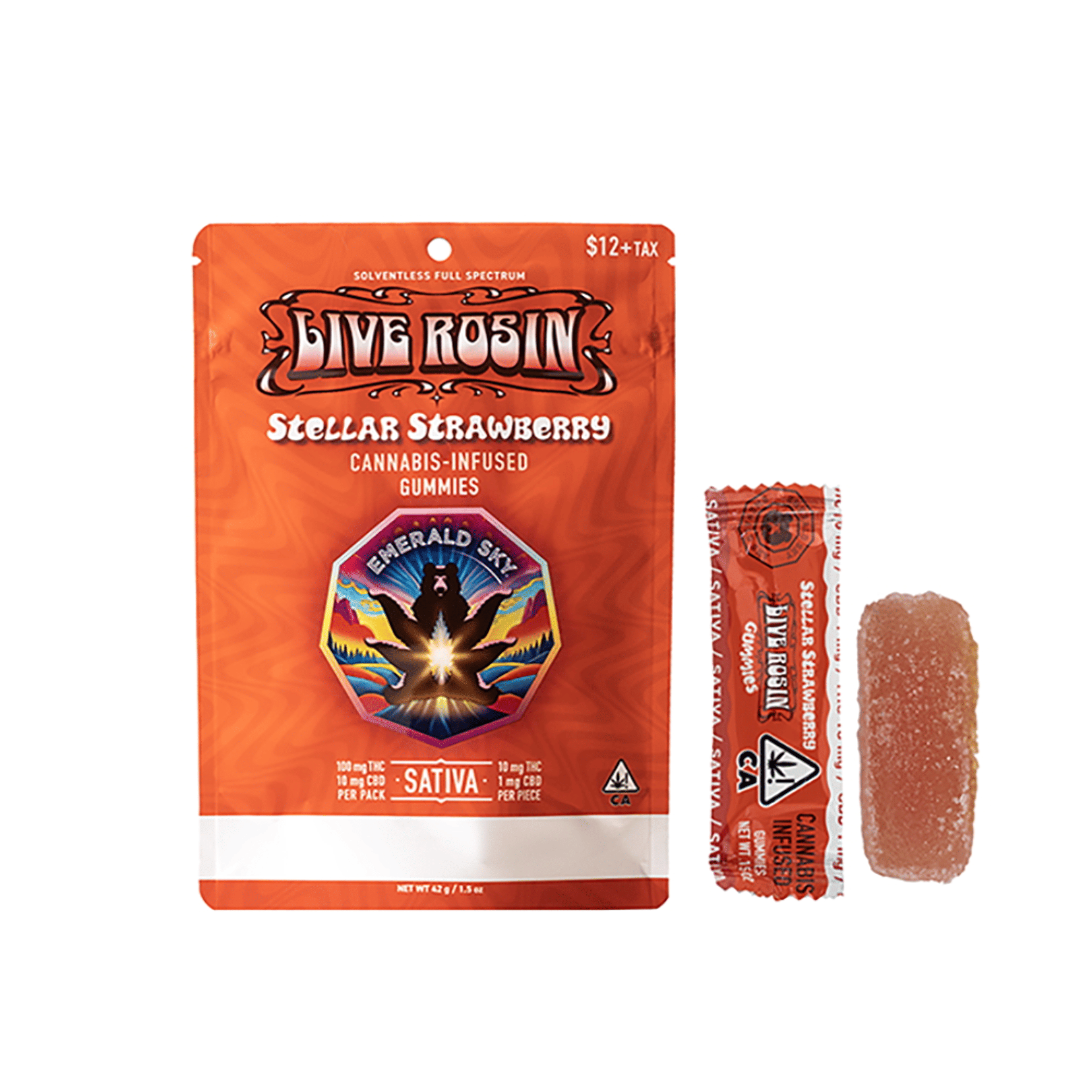 Stellar Strawberry Live Rosin - 100mg Gummies - Emerald Sky - Gummy - Sativa - $12 - Gummies