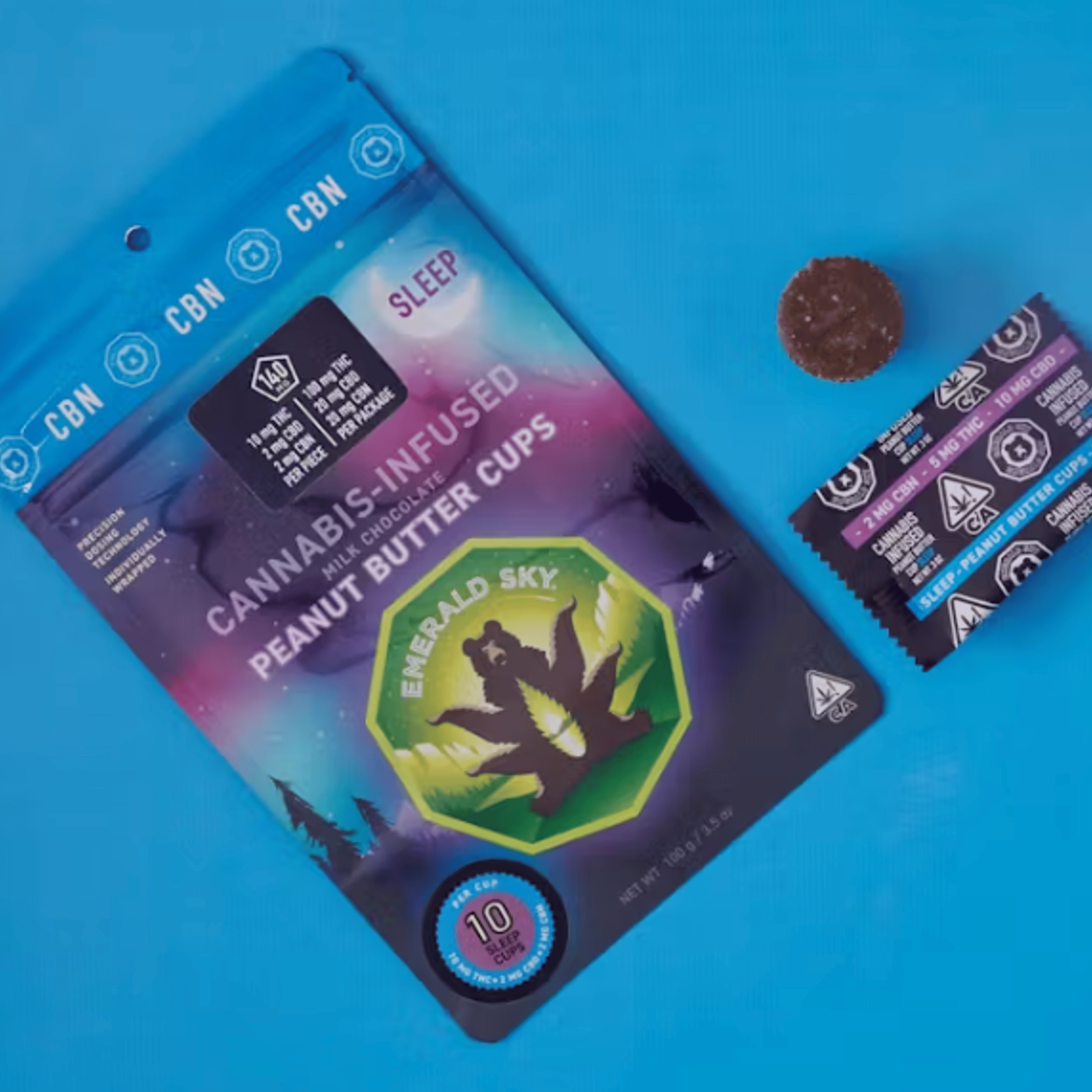 Sleep Milk Chocolate Peanut Butter Cups 100mg - Emerald Sky - PB Cups - $18 - Edible