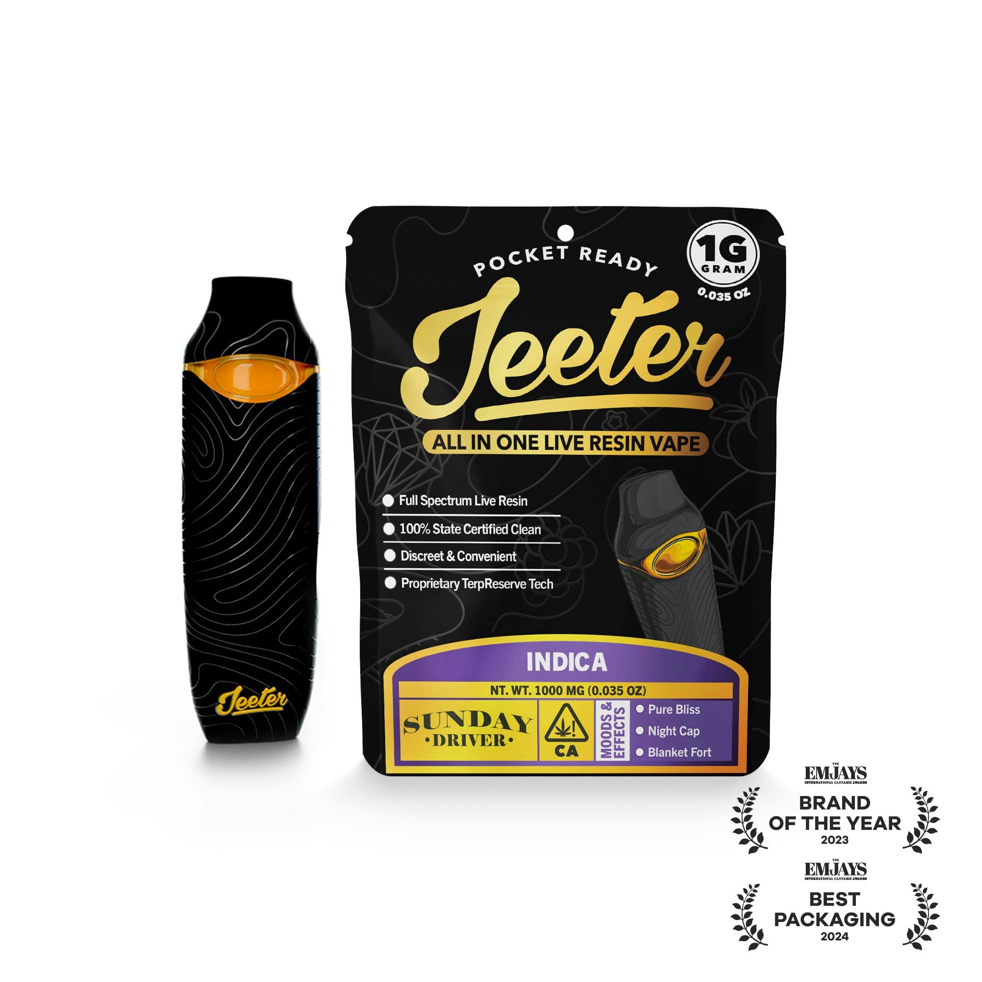 Sunday Driver 1g Live Resin AIO Vape - Jeeter -  - $36 - Ready To Use Vapes