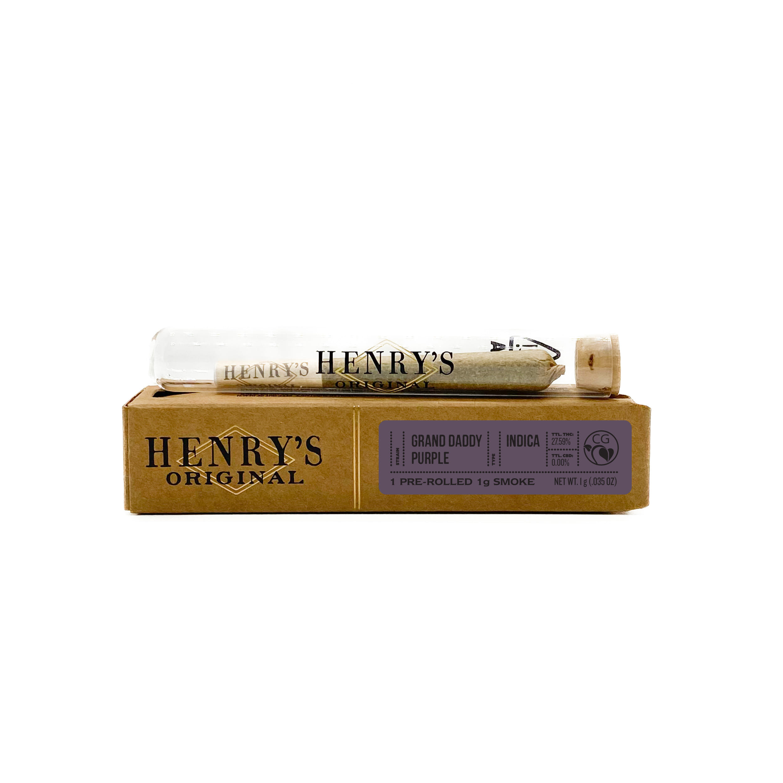 Grand Daddy Purple - 1g Pre-Roll - Henry's Original - 1g Preroll - Indica - $10 - Pre-Rolls