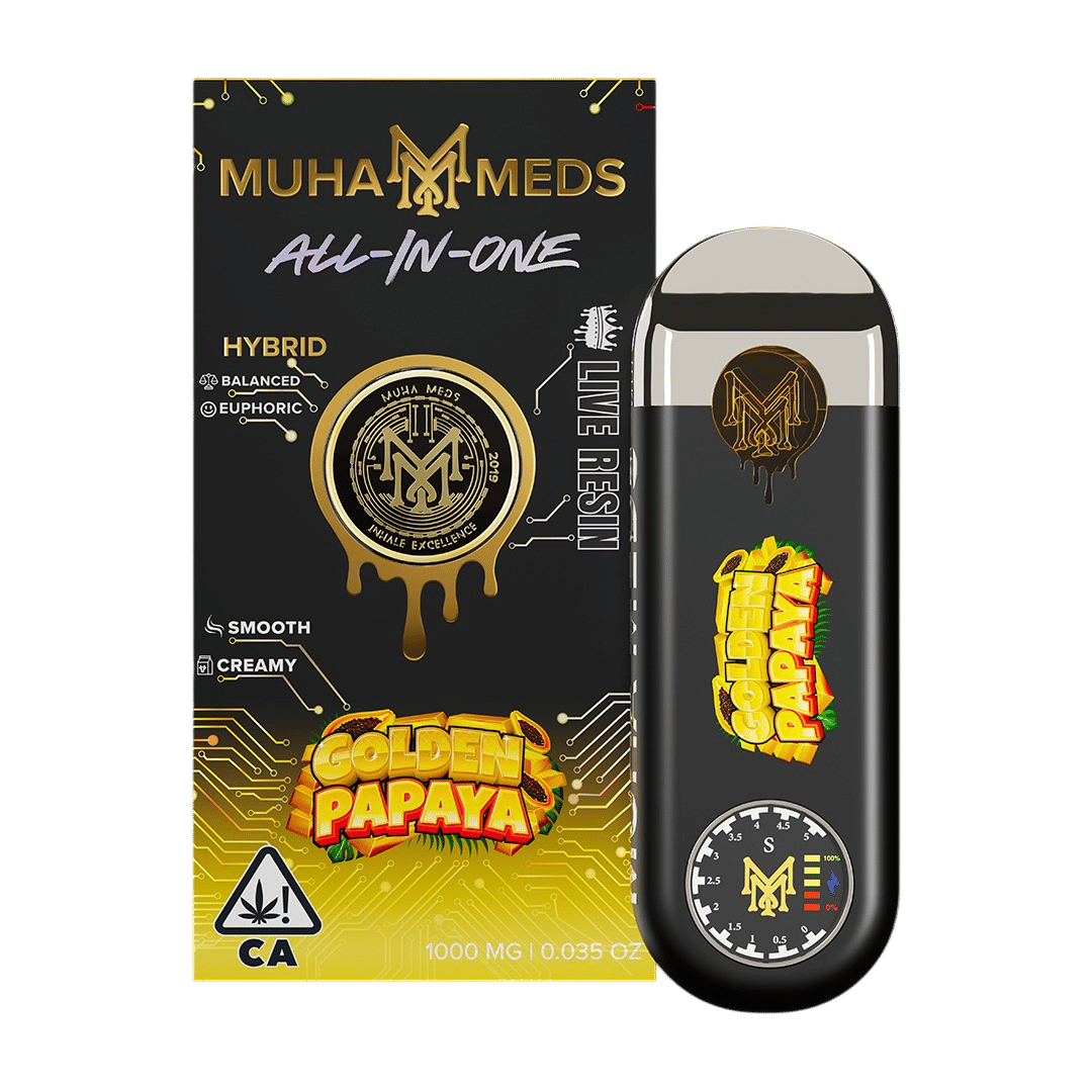 Muha Meds All-in-one Live Resin Vape - 1.00 g - NA - Muha Meds - Golden Papaya (H) - Muha Meds -  - $30 - All-In-Ones