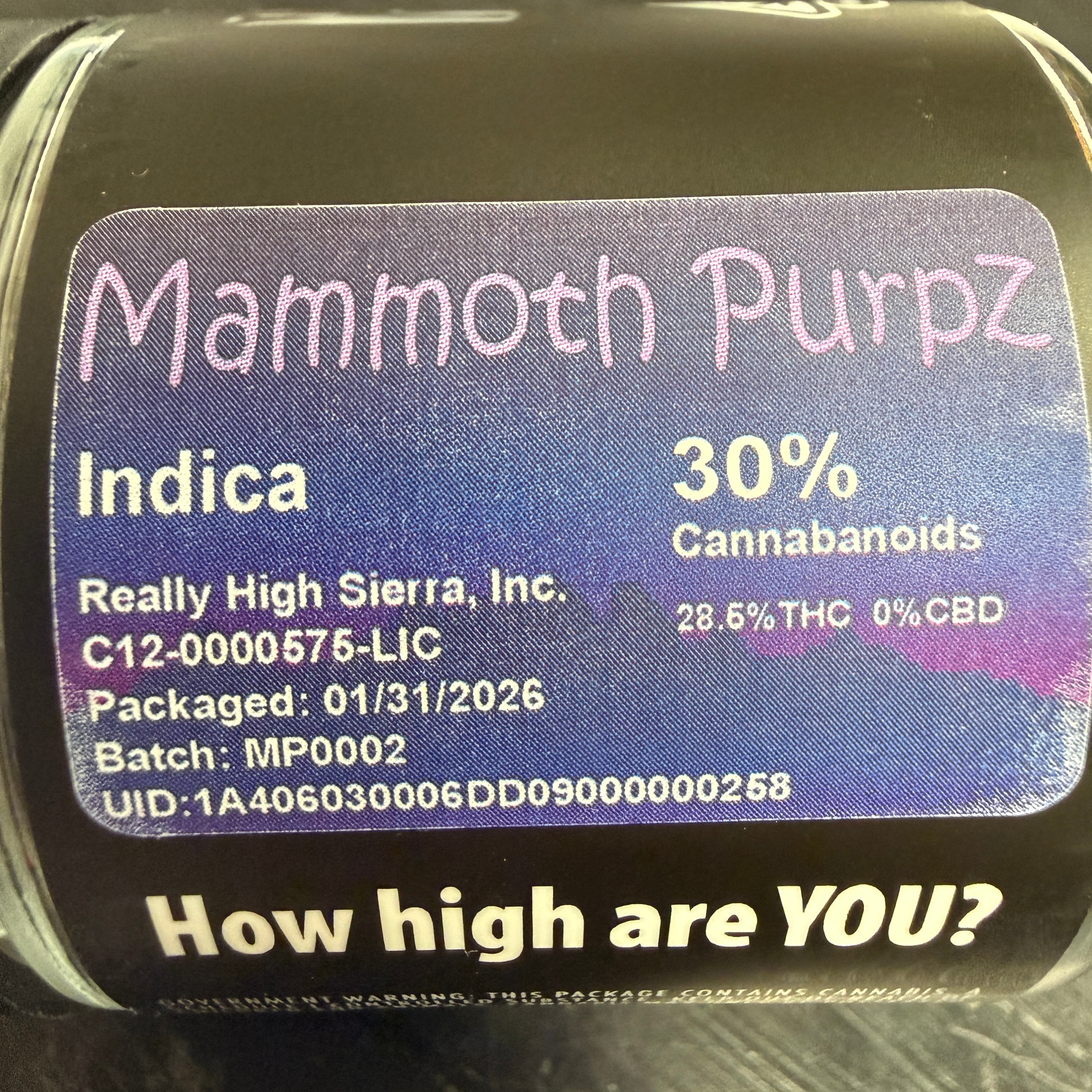 *Local* High Sierra: Mammoth Purpz - Indoor 3.5g - High Sierra - - $55 - Indoor Flower