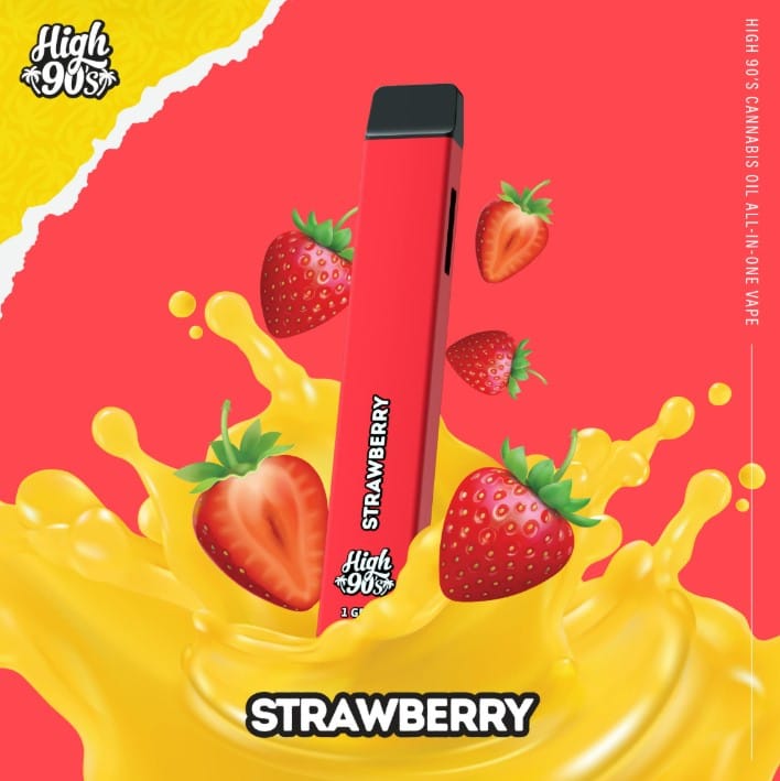 High 90's AIO - Strawberry - All-In-One Vape - 1g *B2G1 EVERYDAY* - High 90's - AIO - $19.99 - Disposable Vape Pens (All In One)