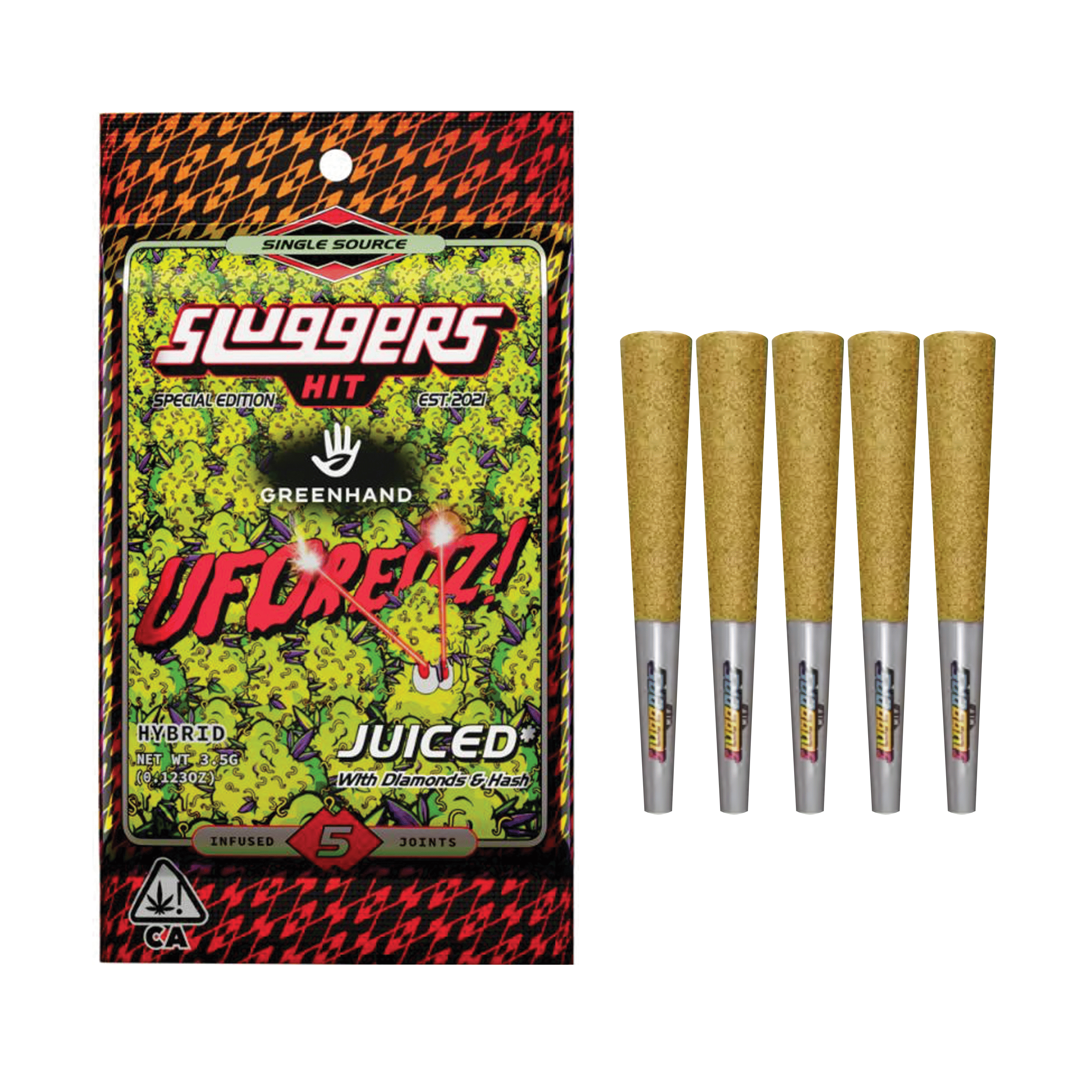 UFOreoz | Diamonds & Hash Infused Pre-Roll 5 Pack - 3.5g - Sluggers Hit -  - $38 - Infused Pre-Rolls