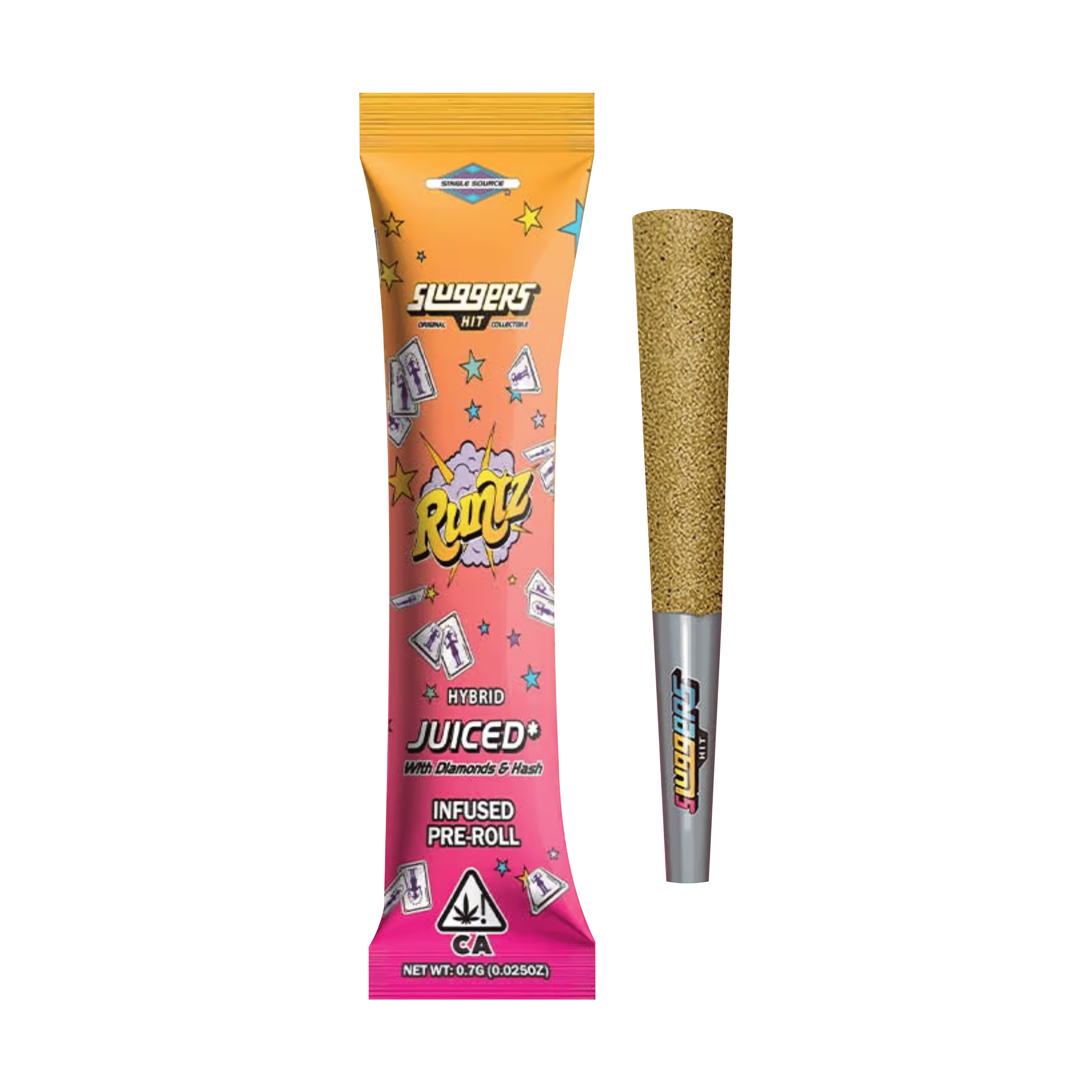 Runtz (H) | Diamond & Hash Infused Pre-Roll - 0.7g - Sluggers Hit - - $12 - Infused Pre-Rolls