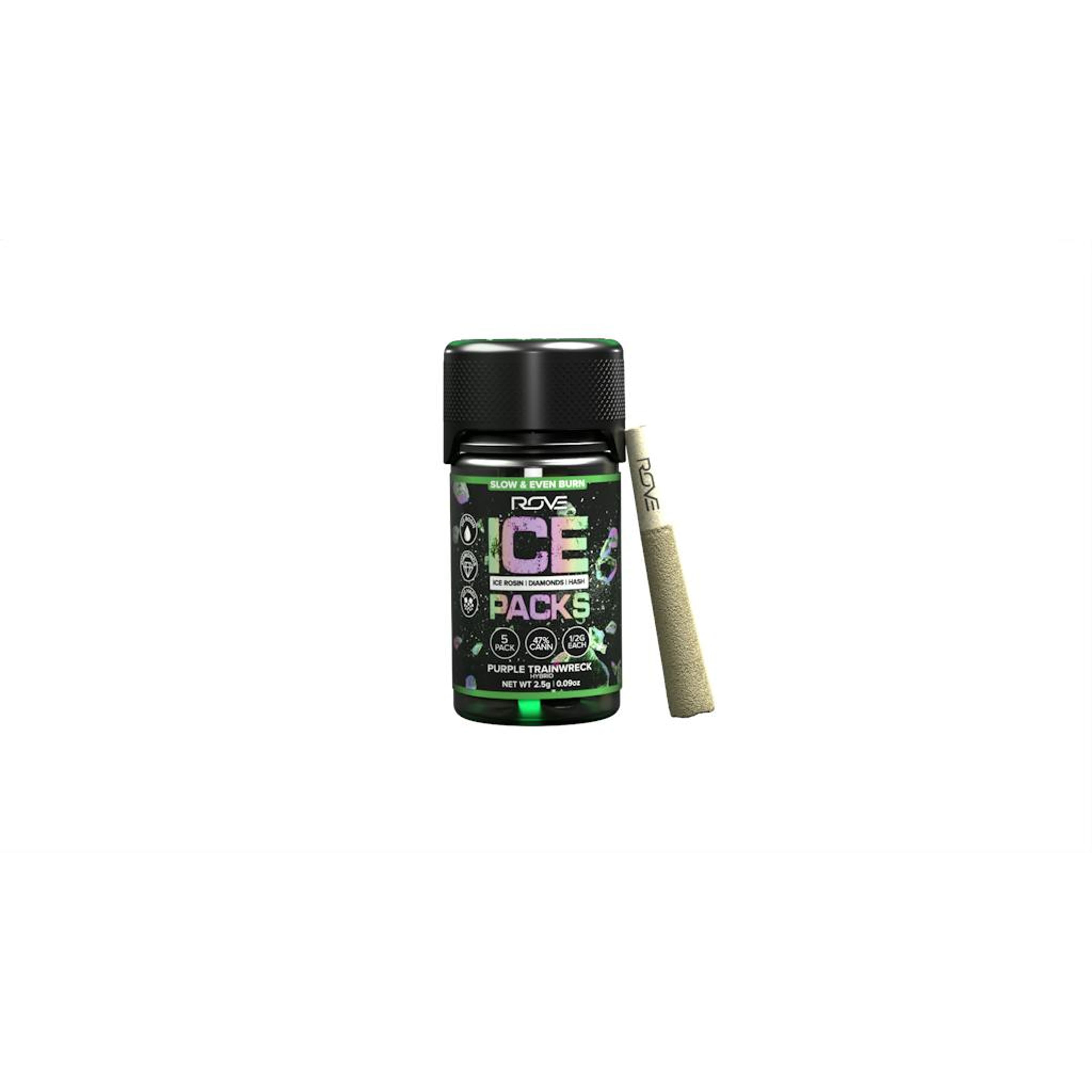 Purple Trainwreck - .5g Rosin, Hash, and Diamonds Prerolls (5pk) - ROVE - Infused PR pack - Hybrid - $32 - Infused Preroll Pack