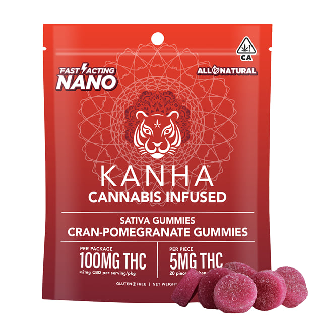NANO - Sativa Cran Pomegranate 100mg (20 Units x 5mg THC) Gummy