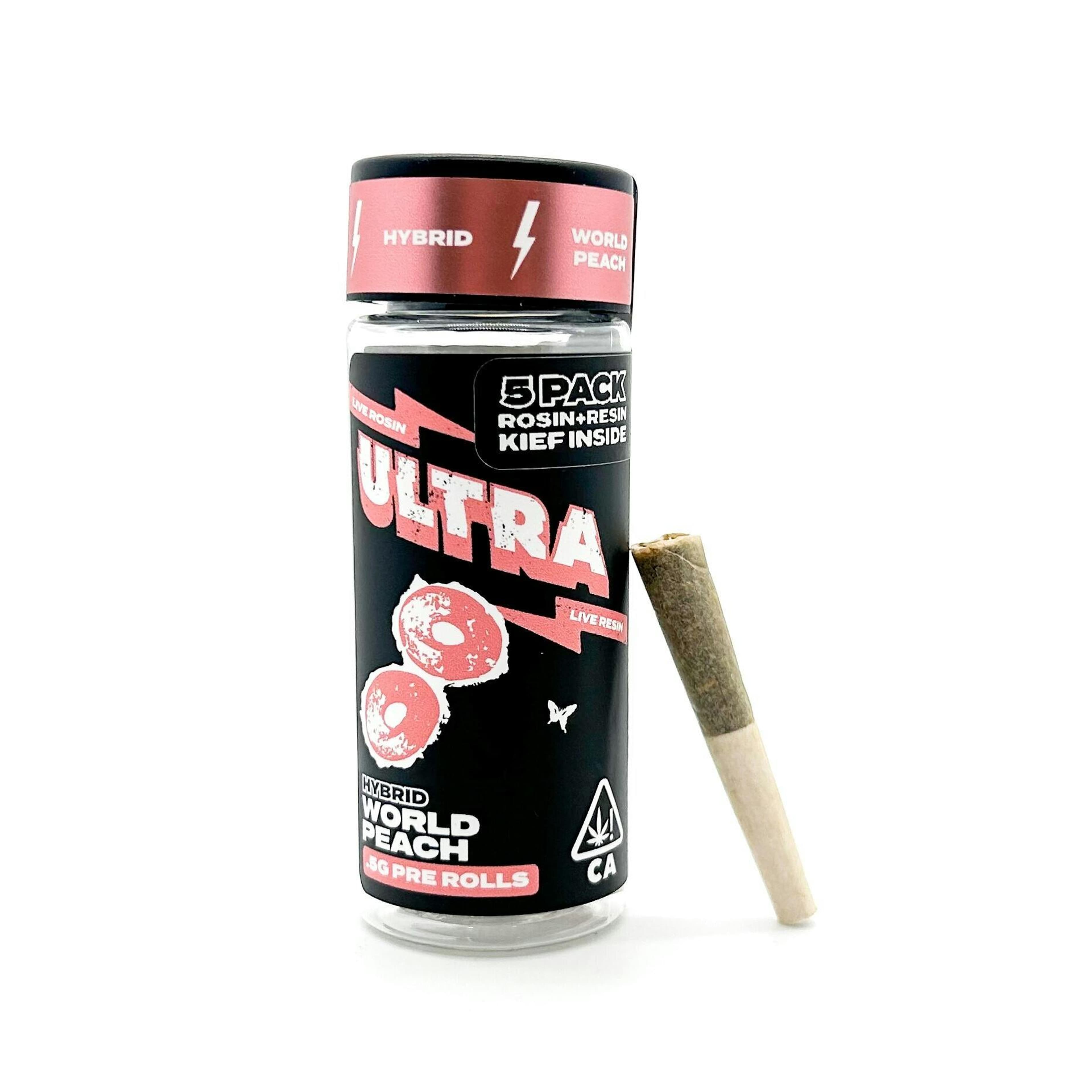 World Peach - 5pk .5g Rosin/Resin Infused Pre Rolls - ULTRA xP - - $21.75 - Pre-Rolls