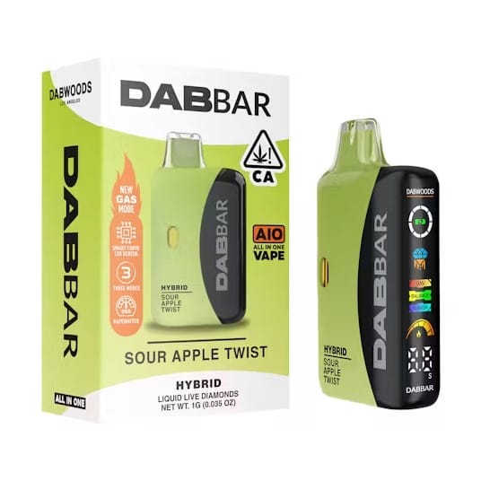 Dabwoods AIO - Sour Apple Twist - Liquid Live Diamonds Dabbar 3.0 All-In-One Vape - 1g - Dabwoods - AIO - $39.99 - Disposable Vape Pens (All In One)