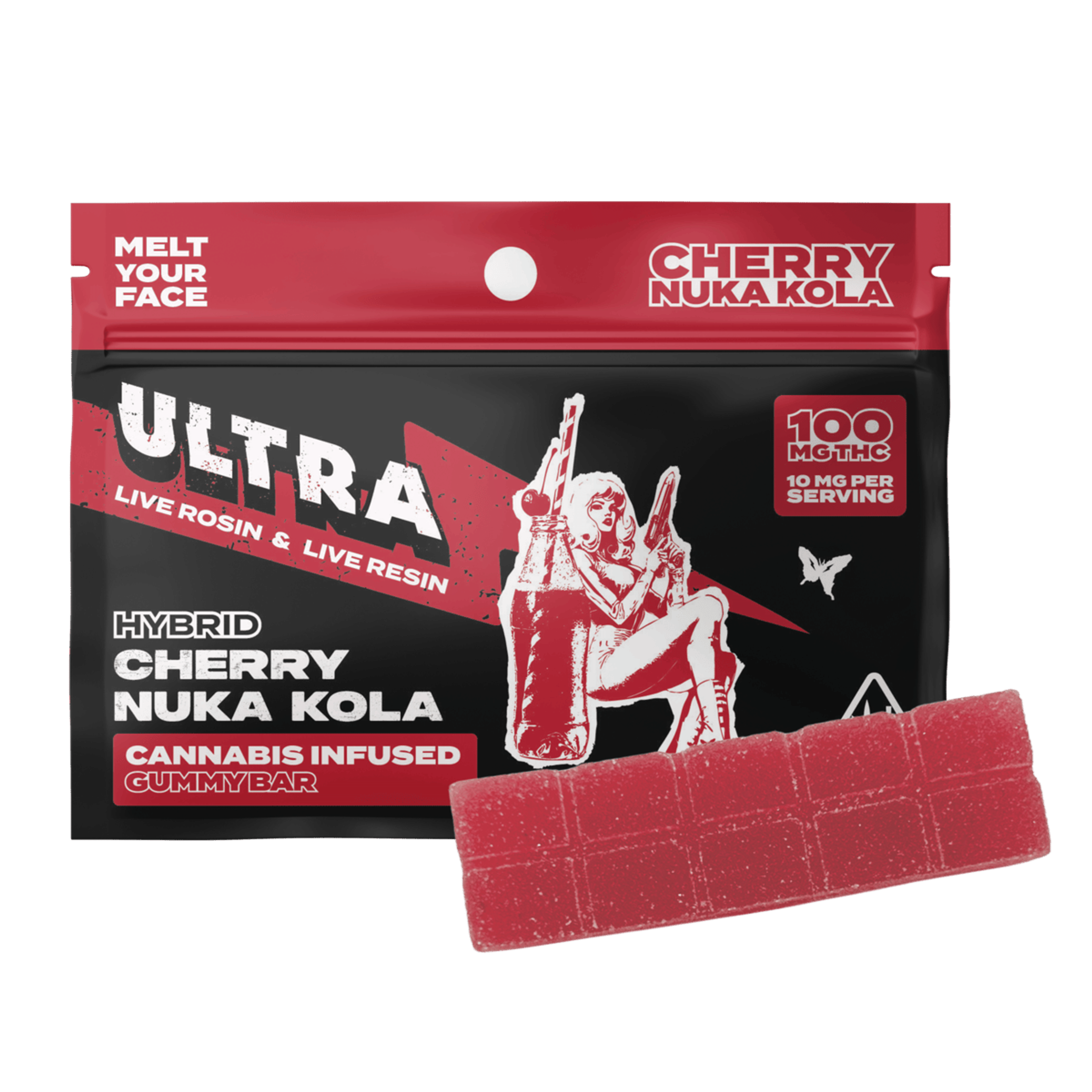 Cherry Nuka Kola - 100mg Live Rosin/Live Resin Infused Gummy Bar - ULTRA xP - - $9.75 - Edibles